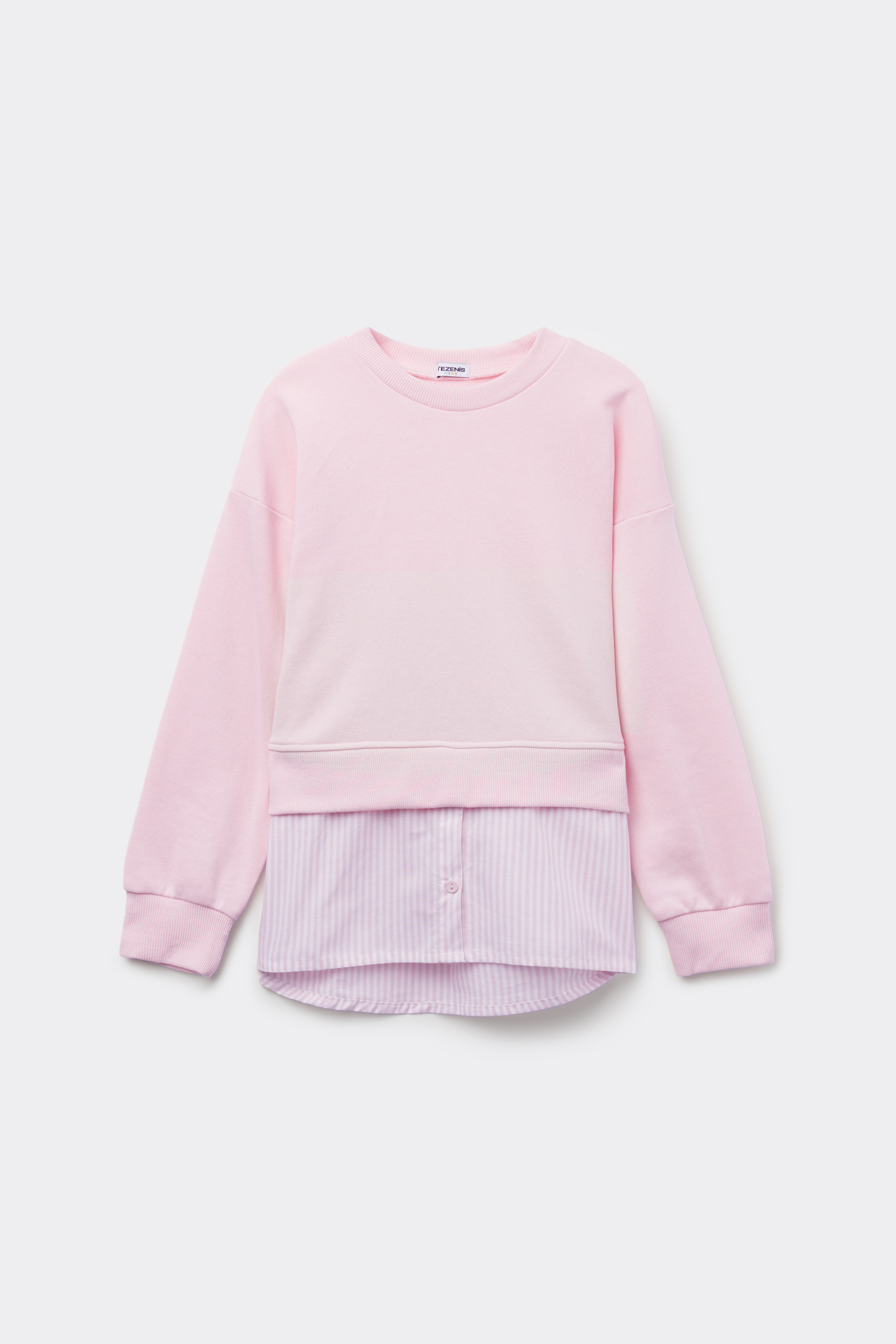 Girls&rsquo; Long Sleeve Shirt-Effect Cotton Sweatshirt