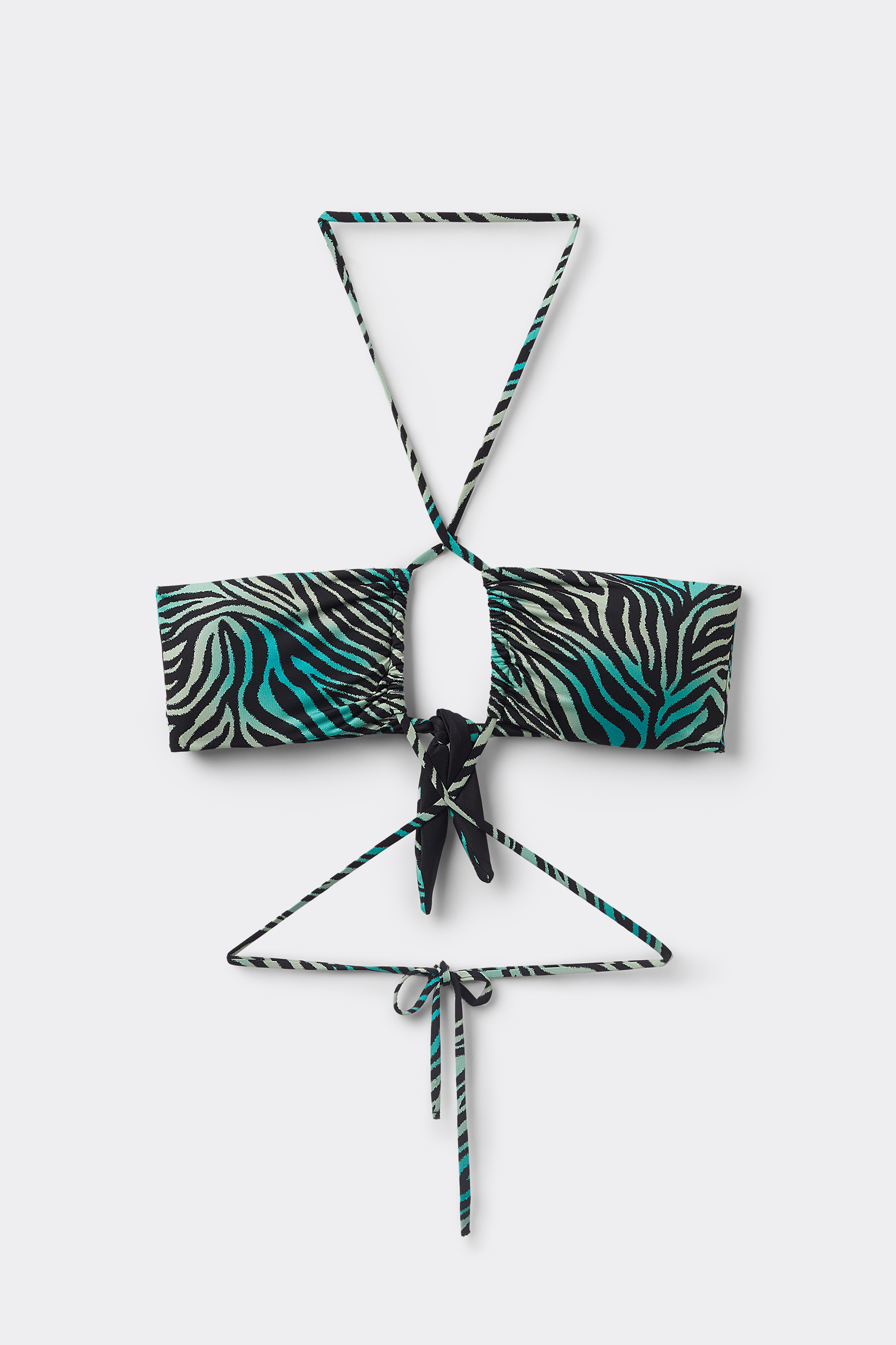 Colorful Zebra Bikini Top with Removable Padding and Drawstring