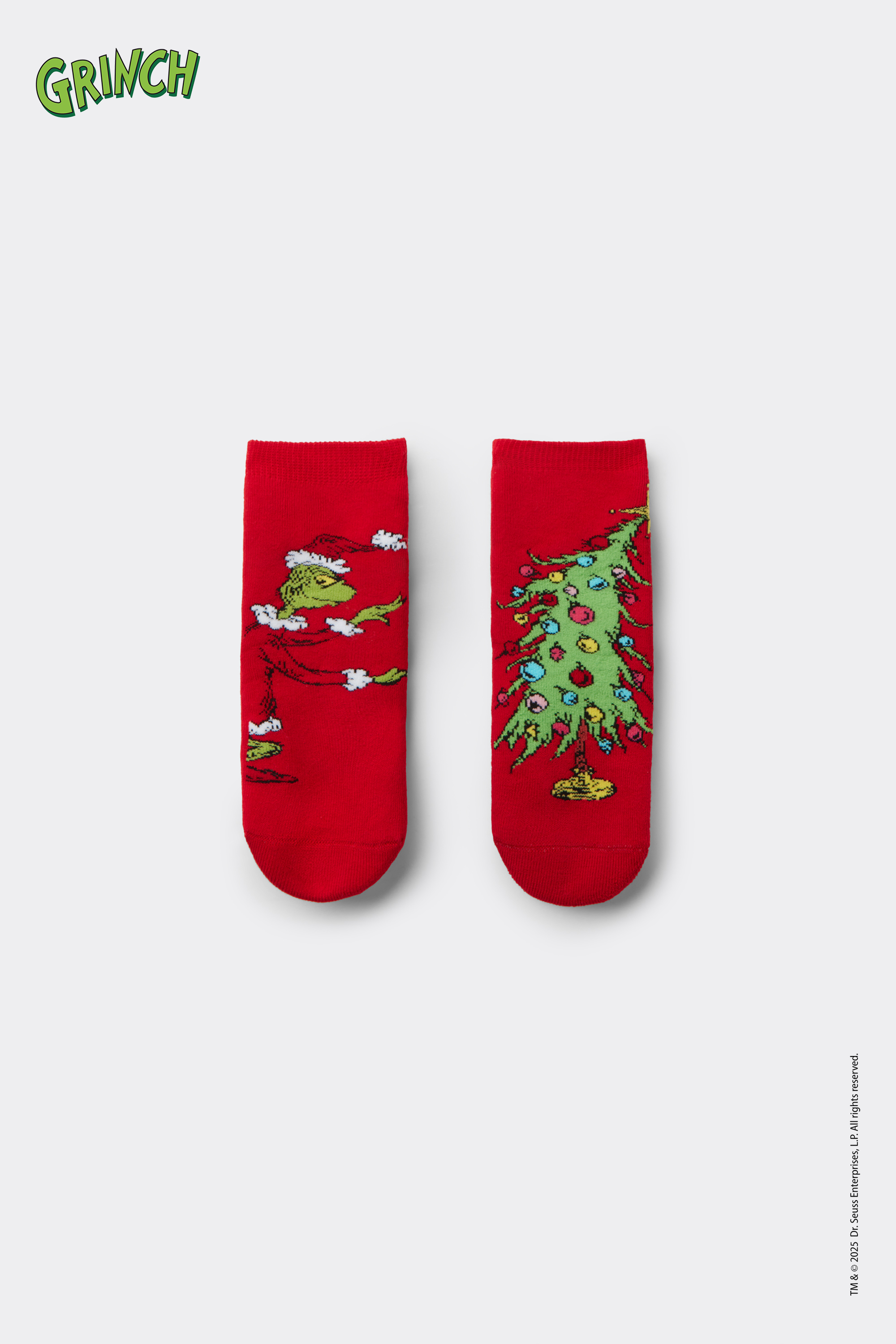 Unisex Kids&rsquo; Short Non-Slip Grinch Print Socks