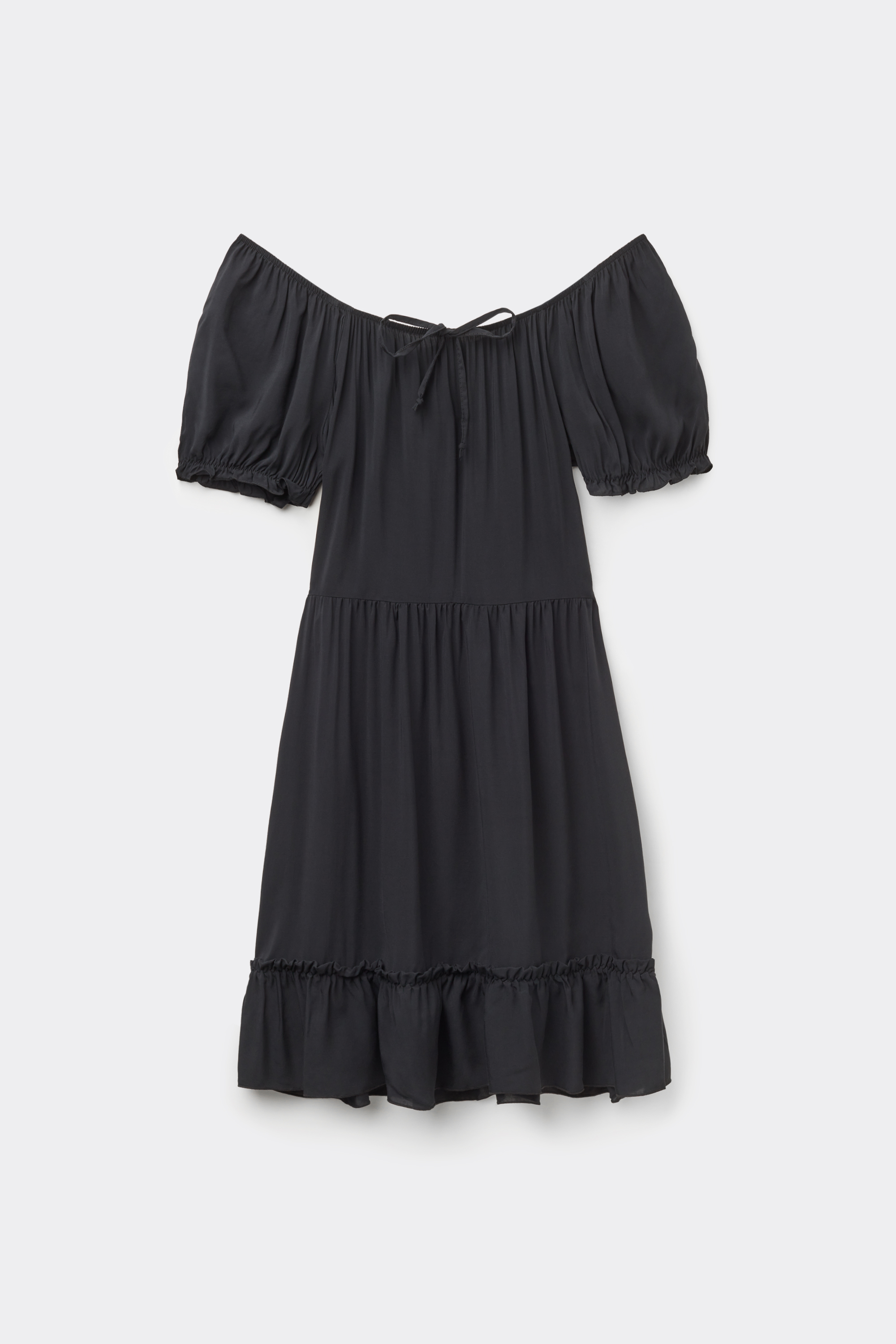 Short Viscose Canvas Short-Sleeved Dress