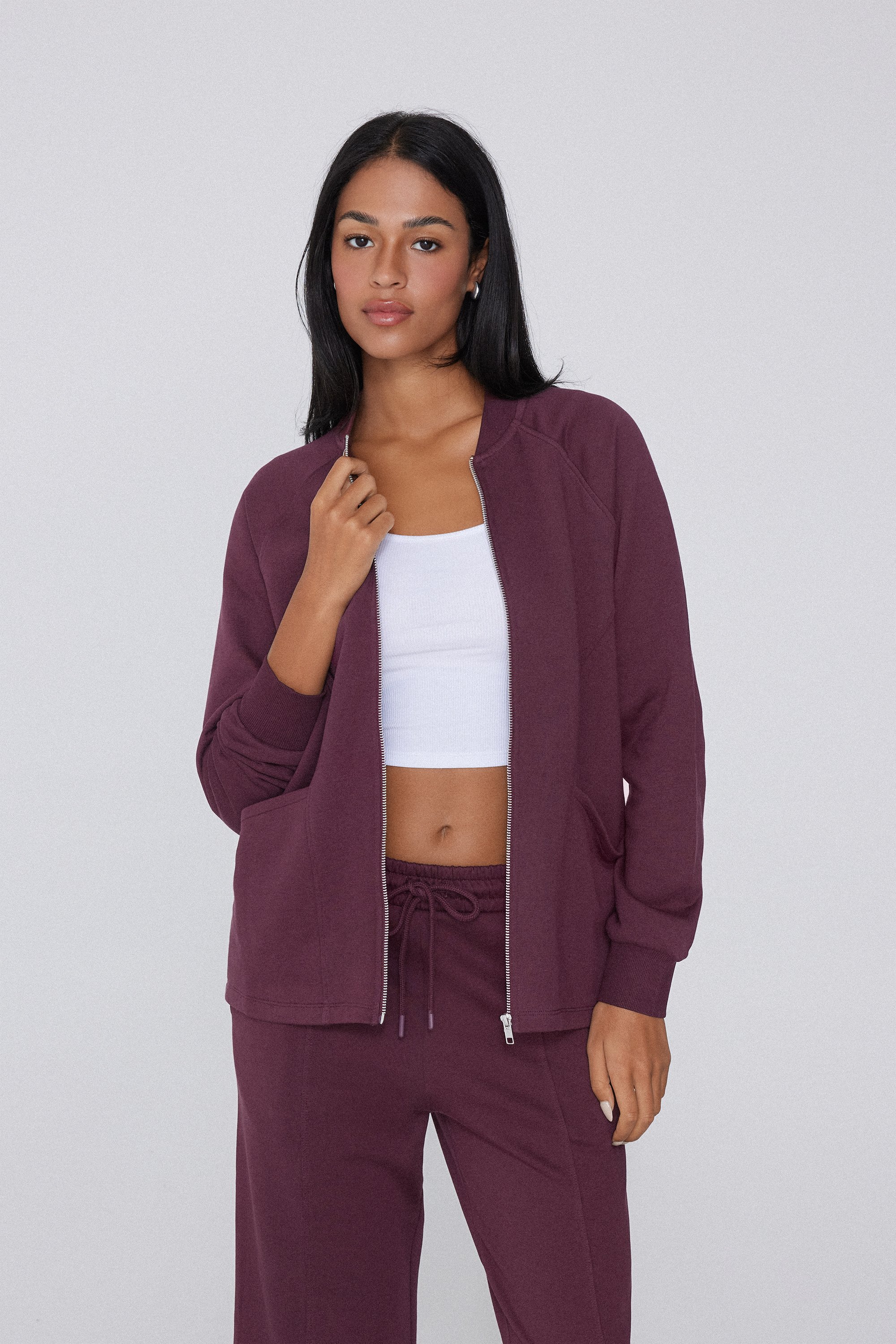 Asymmetric Long Sleeve Zip Sweatshirt with Pockets
