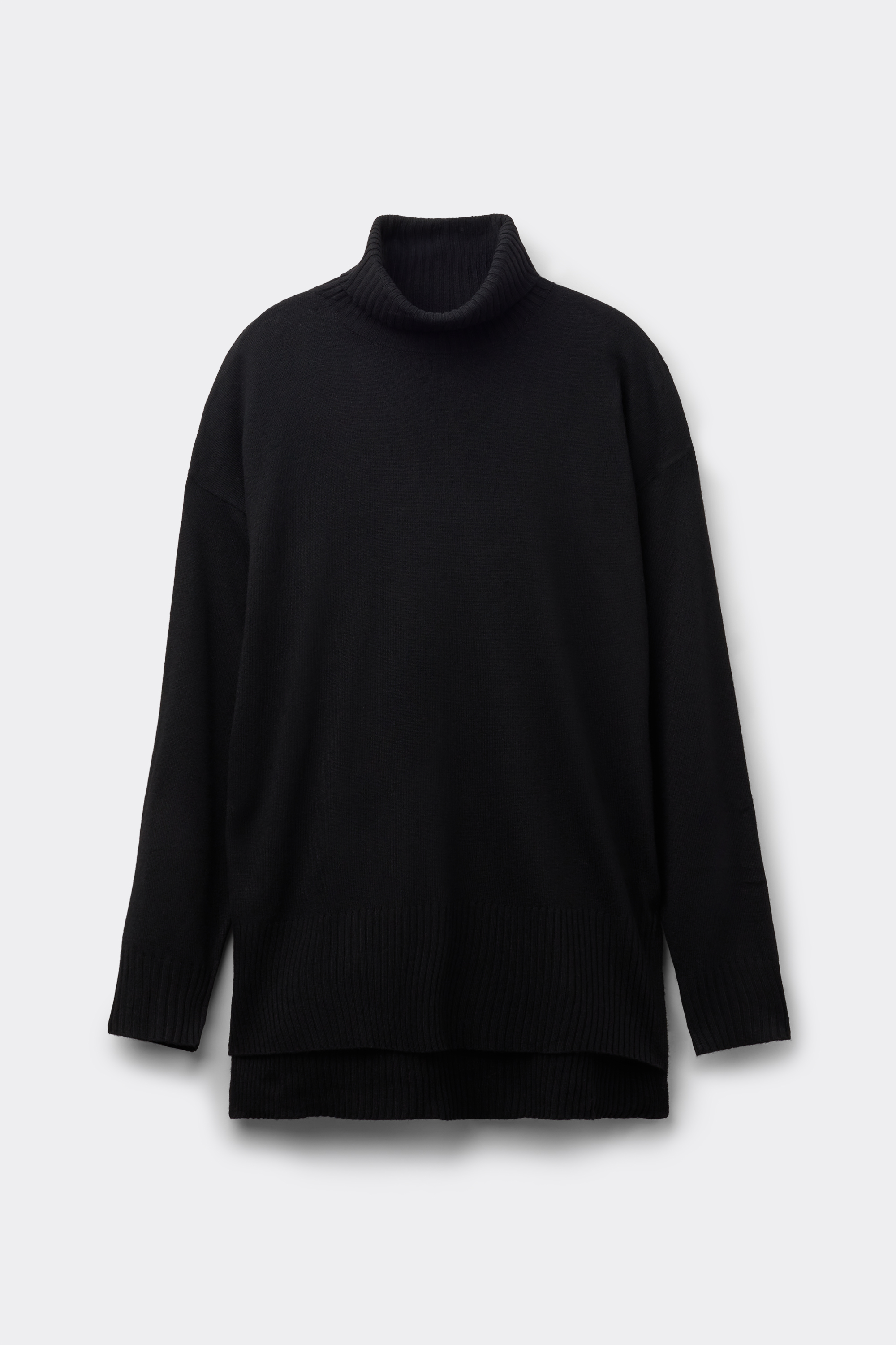 Long Thick Polo Neck Top with Wool