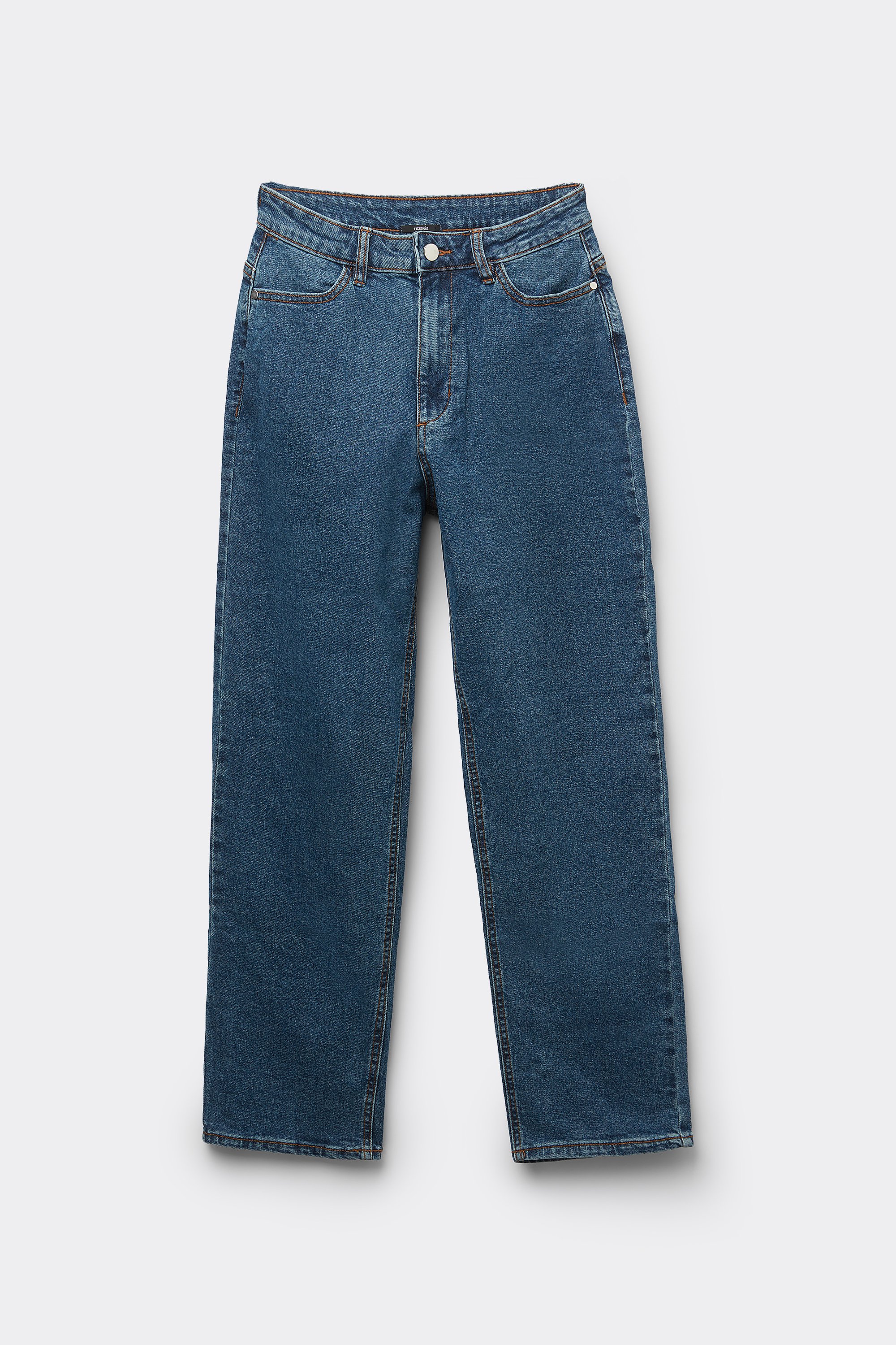 High-Waisted Straight-Leg Denim Jeans with Pockets