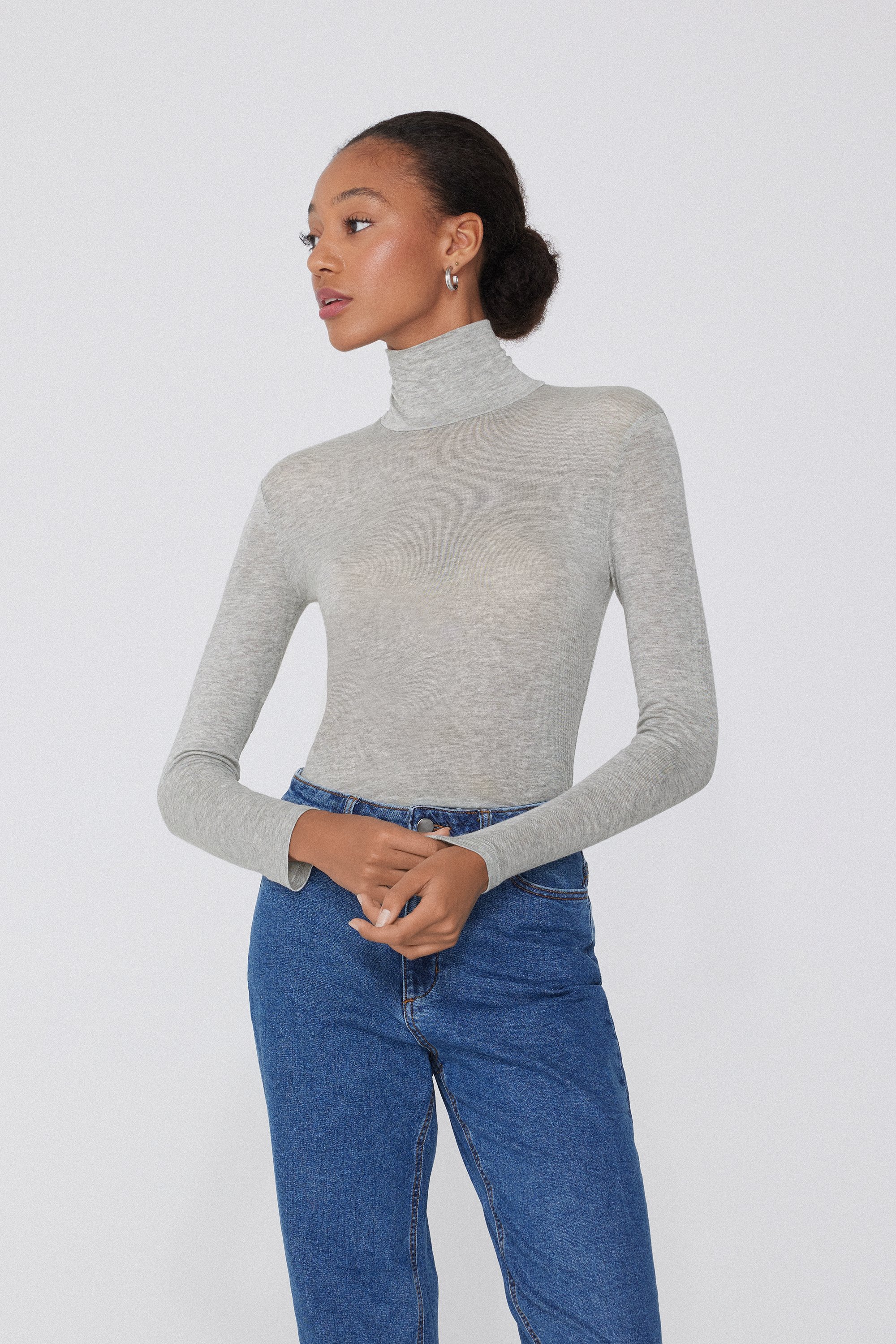Viscose and Merino Wool Turtleneck Top