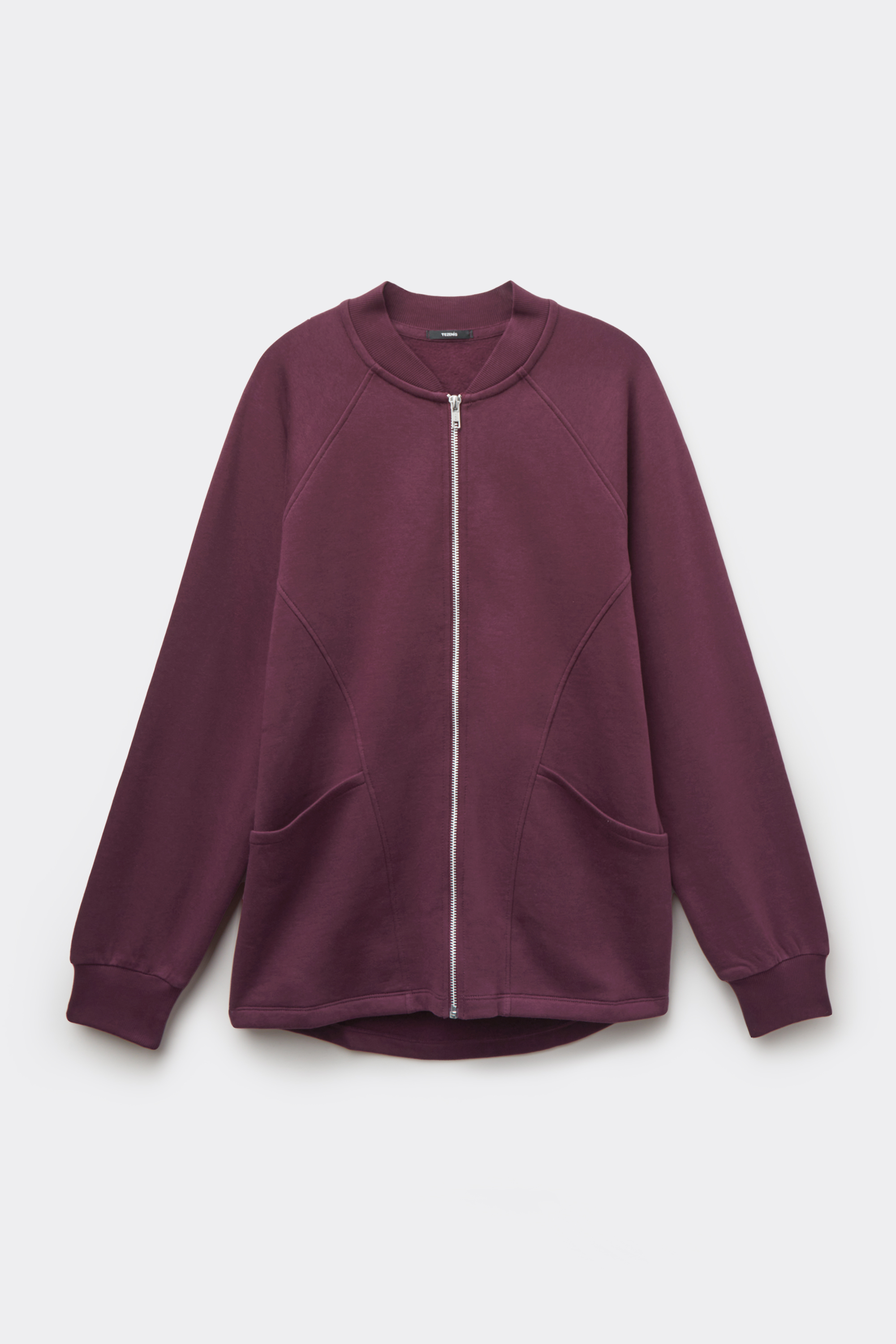 Asymmetric Long Sleeve Zip Sweatshirt with Pockets