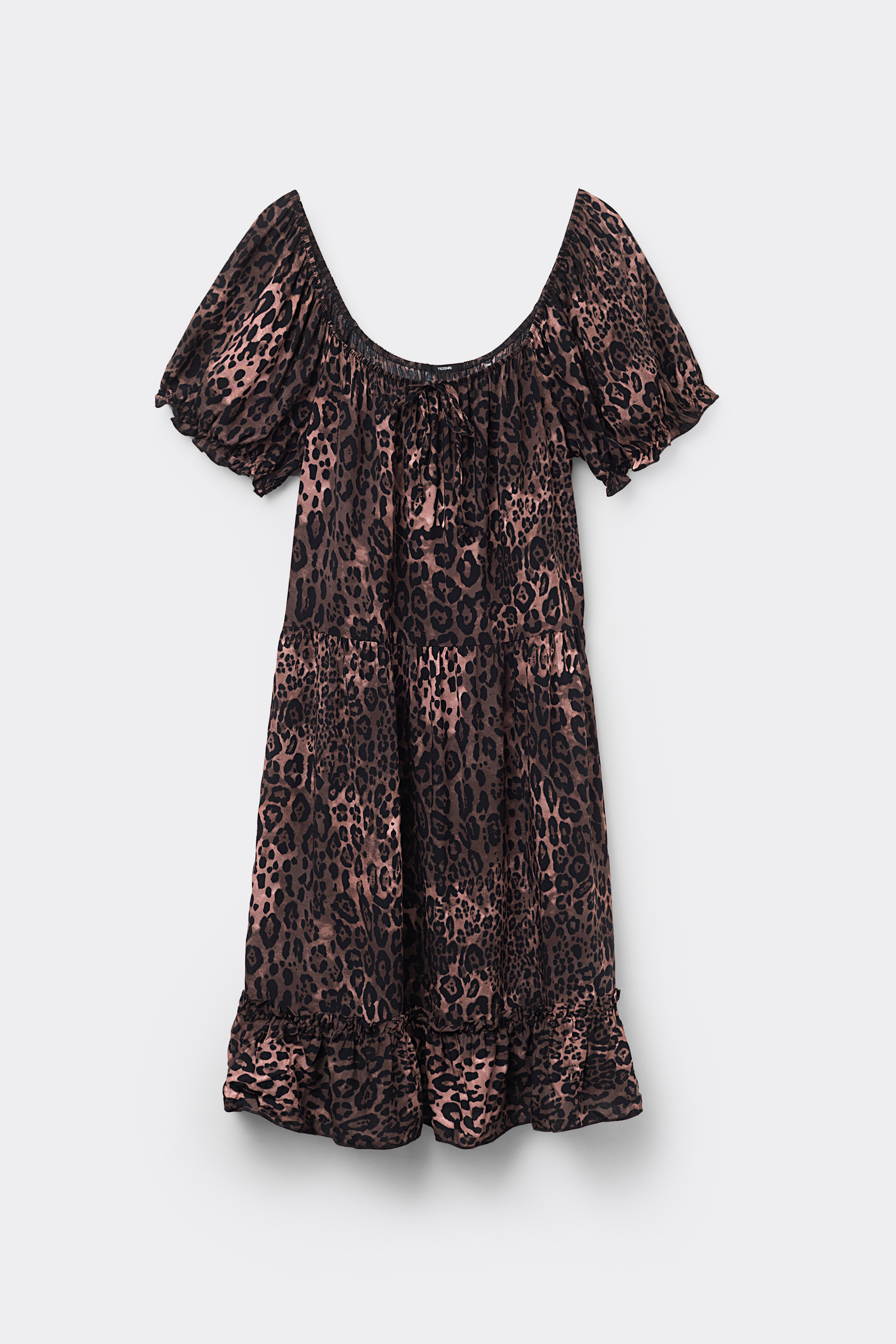 Short Viscose Canvas Short-Sleeved Dress