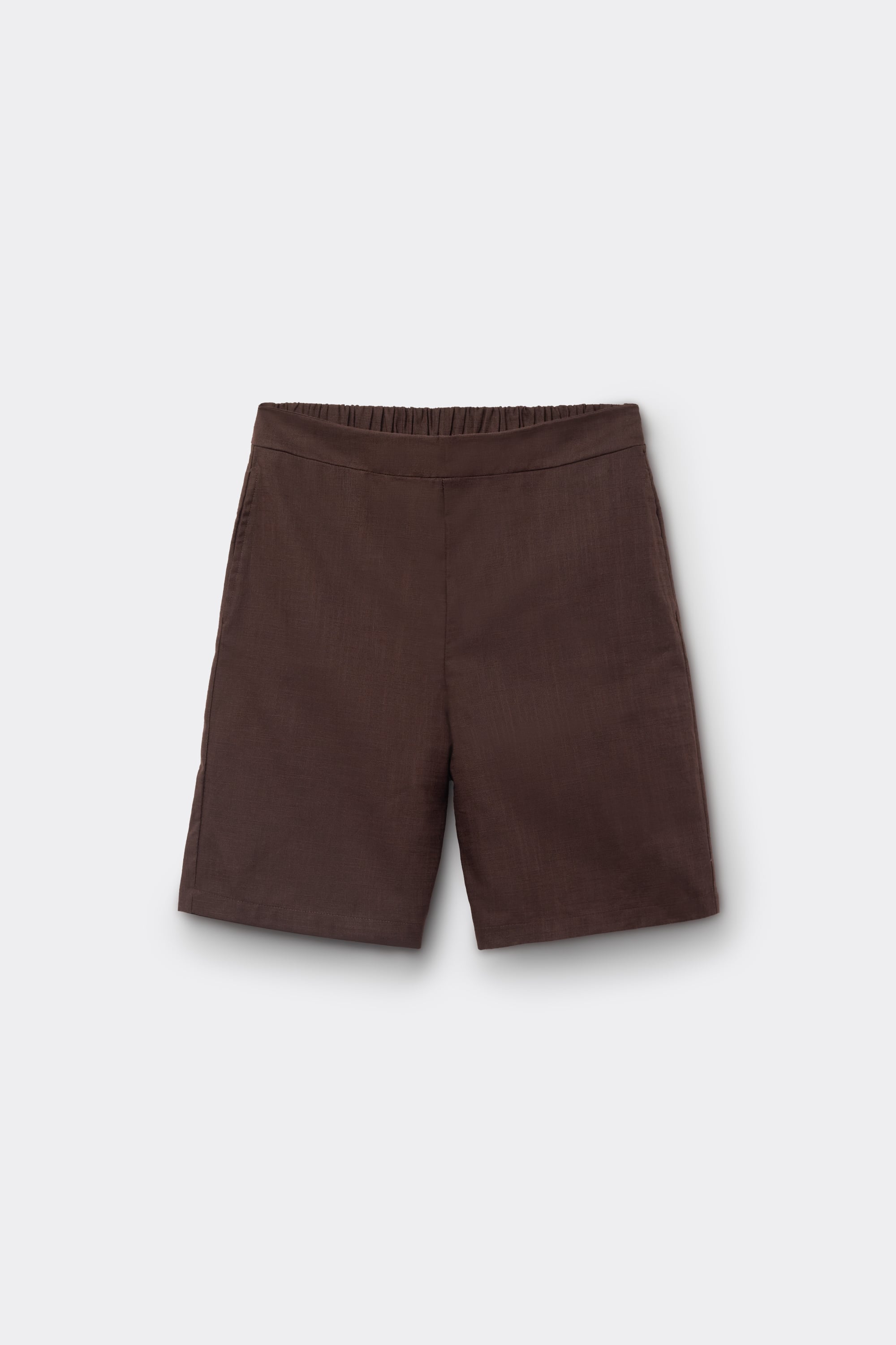 Bermudashorts aus Baumwolltuch in Leinenoptik