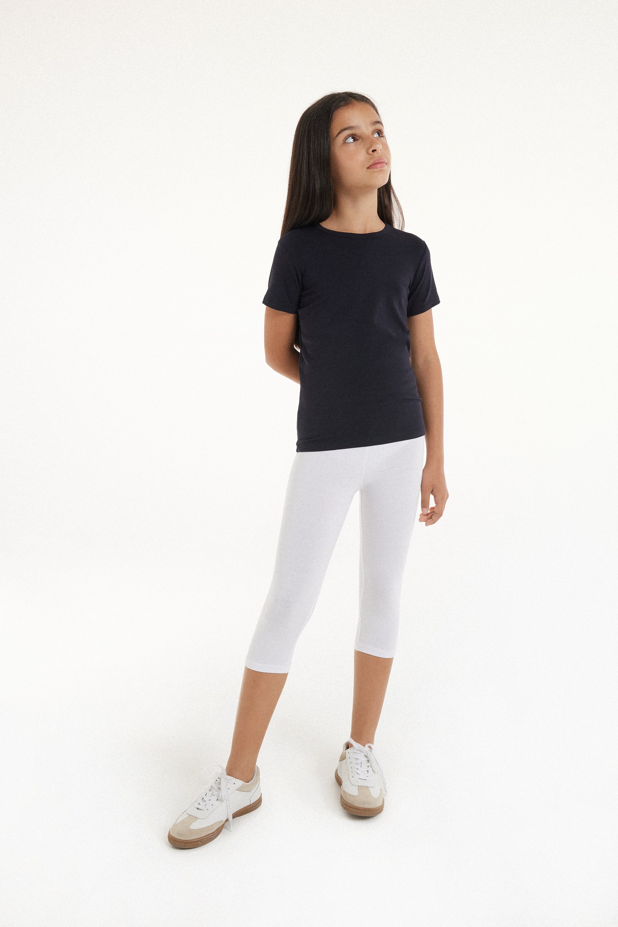 Legging Capri en Coton Uni Fille