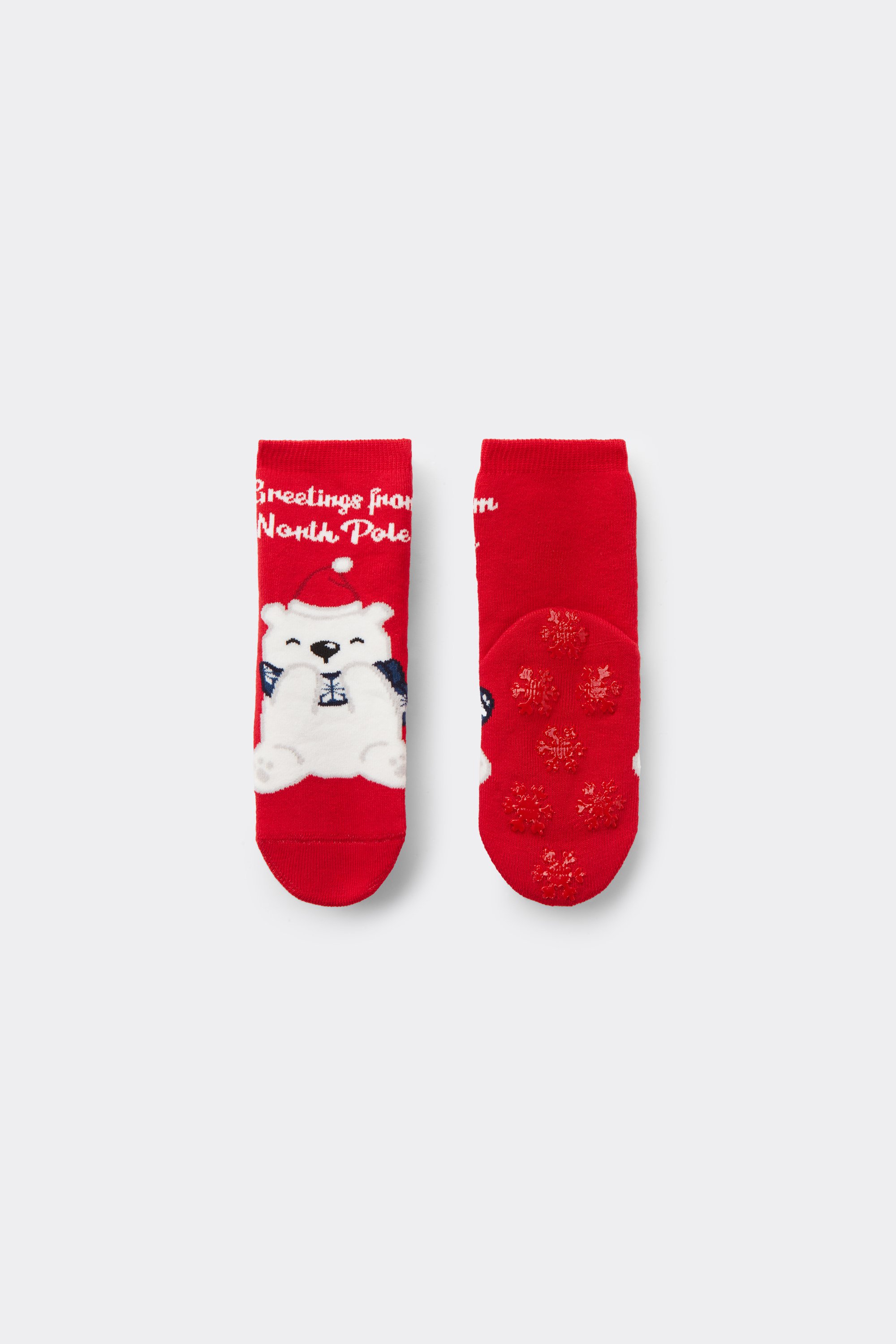 Kids&rsquo; Unisex Short Non-Slip Socks with Christmas Print