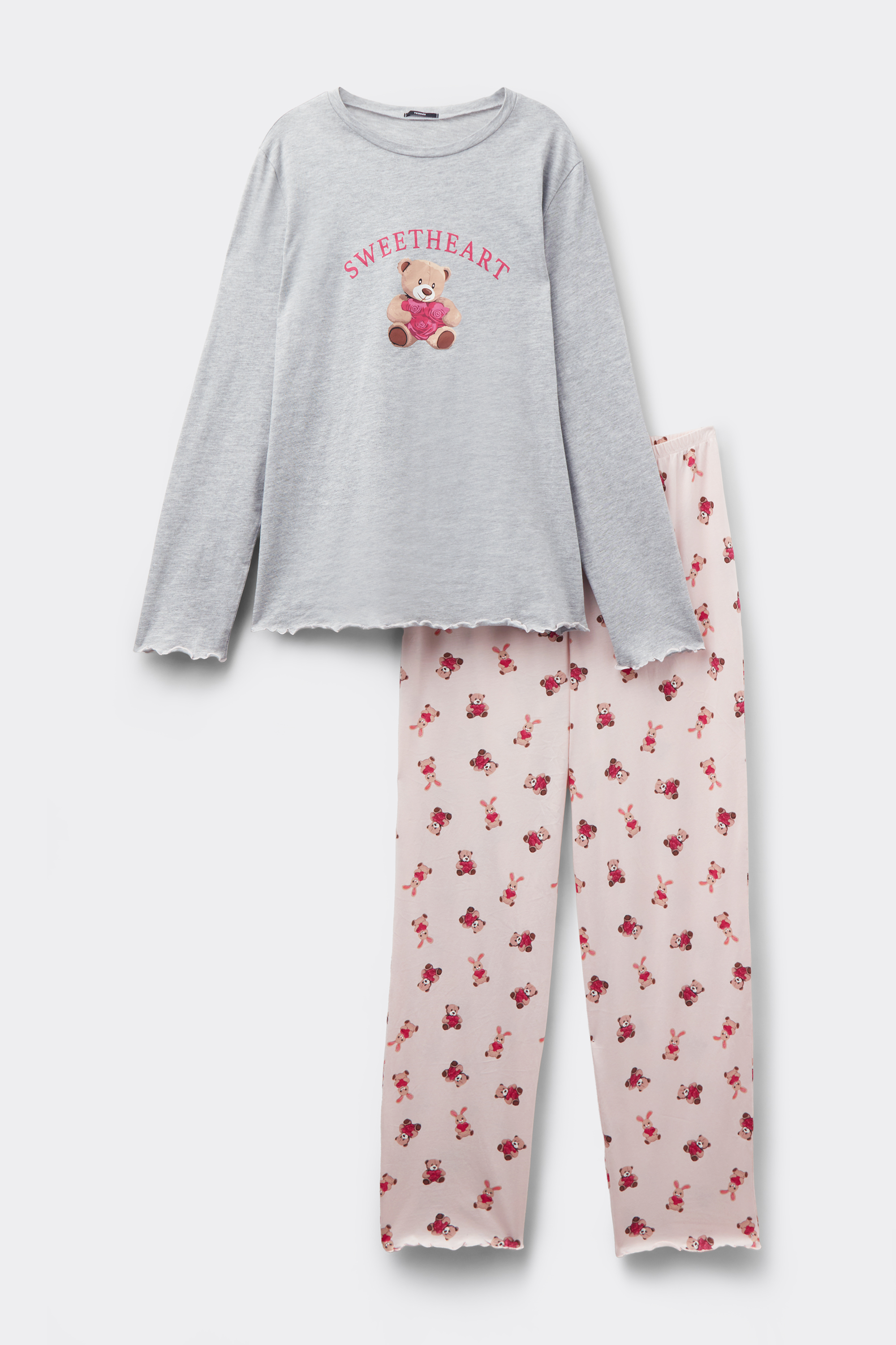Full-Length Teddy Bear Cotton Pajamas