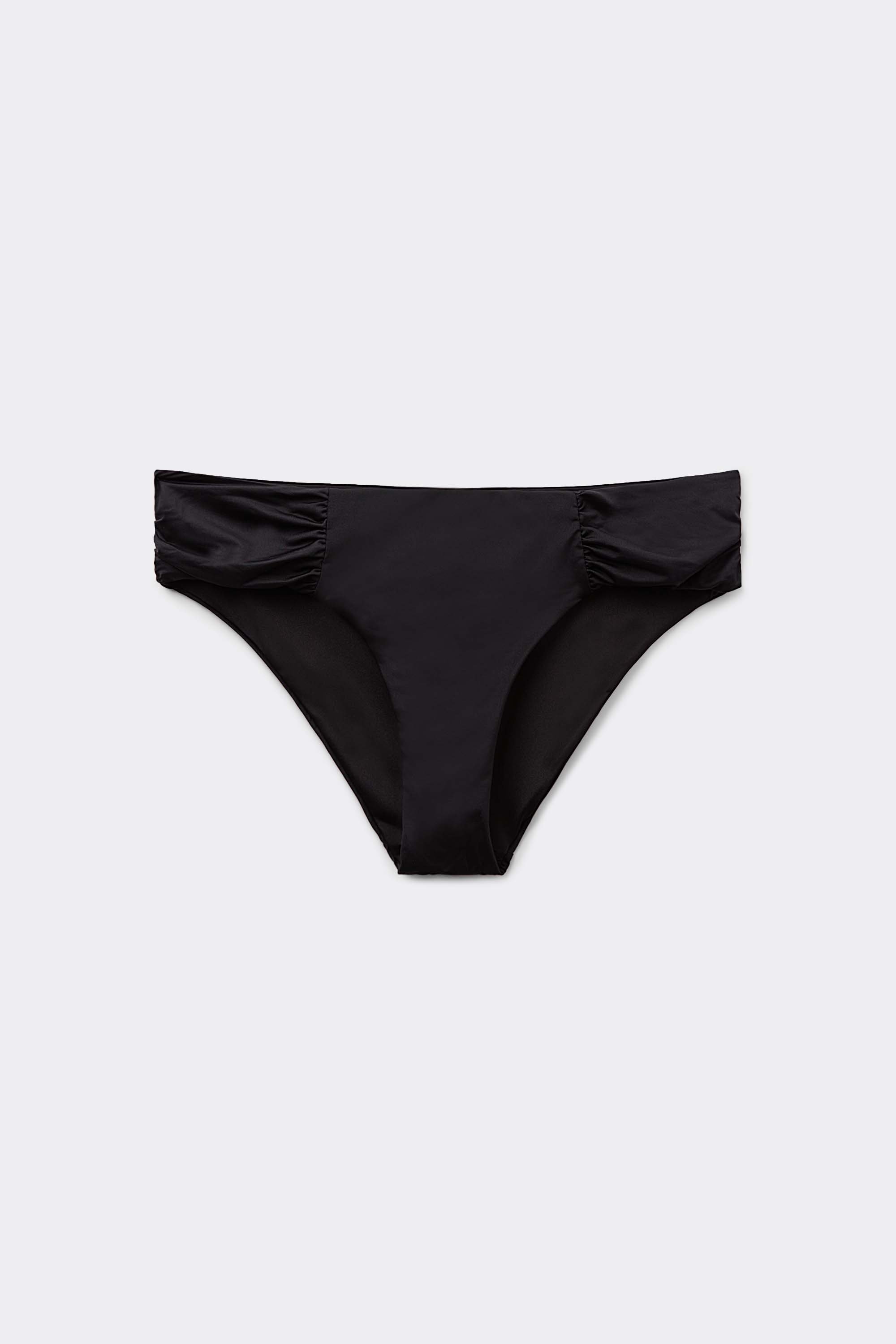Solid Color Side Ruched Recycled High-Rise Bikini Bottom