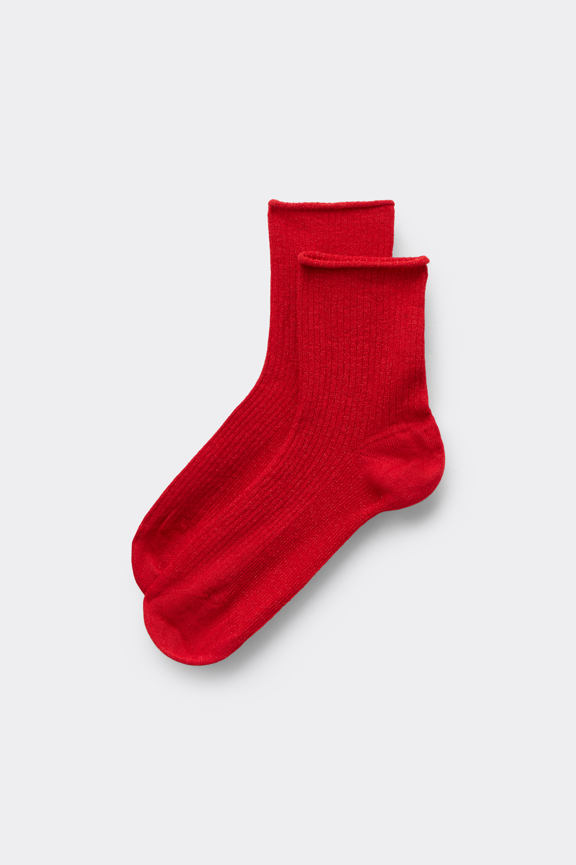 Ribbed Cuffless Short Socks