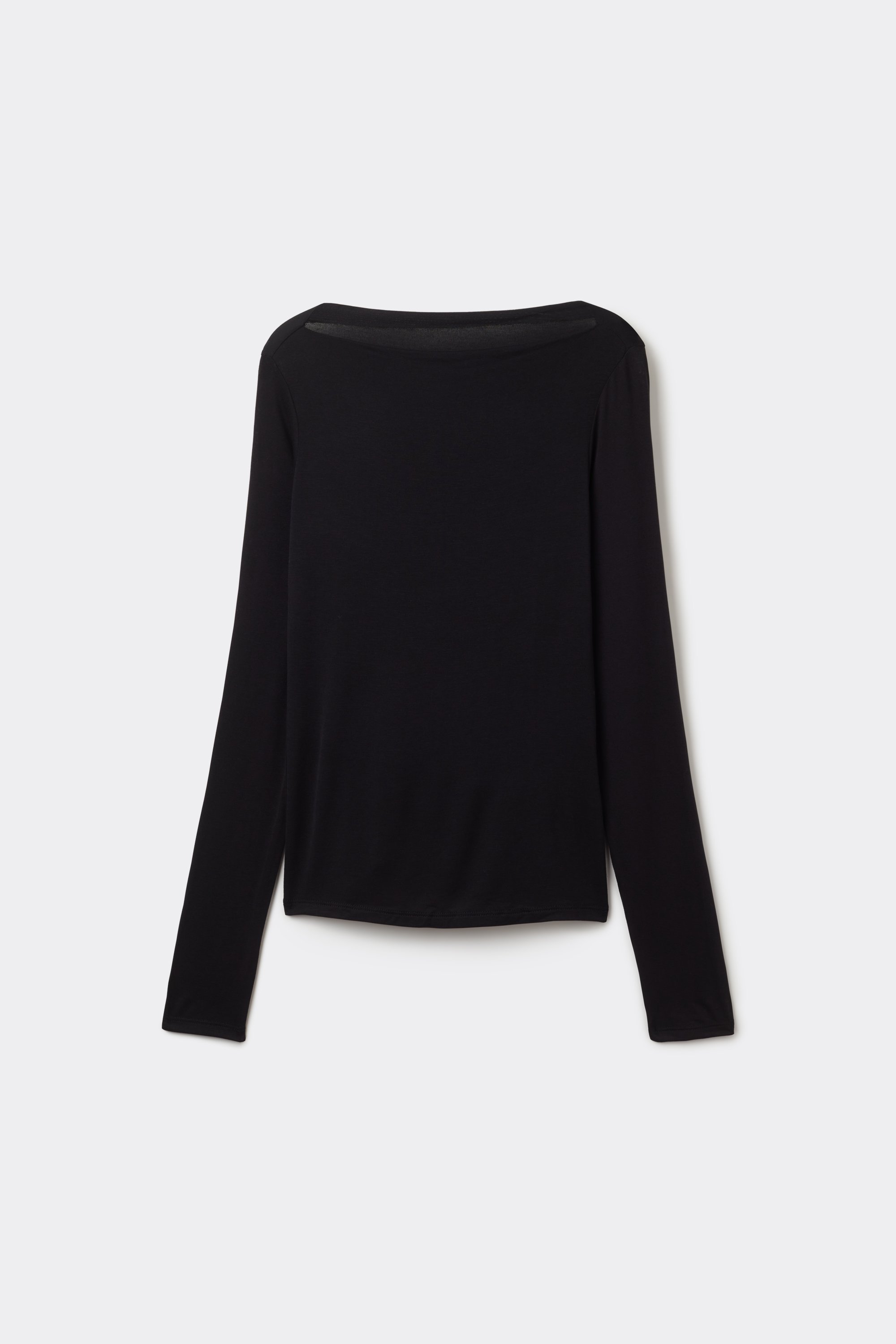 Long-Sleeved Viscose Boat-Neck Top