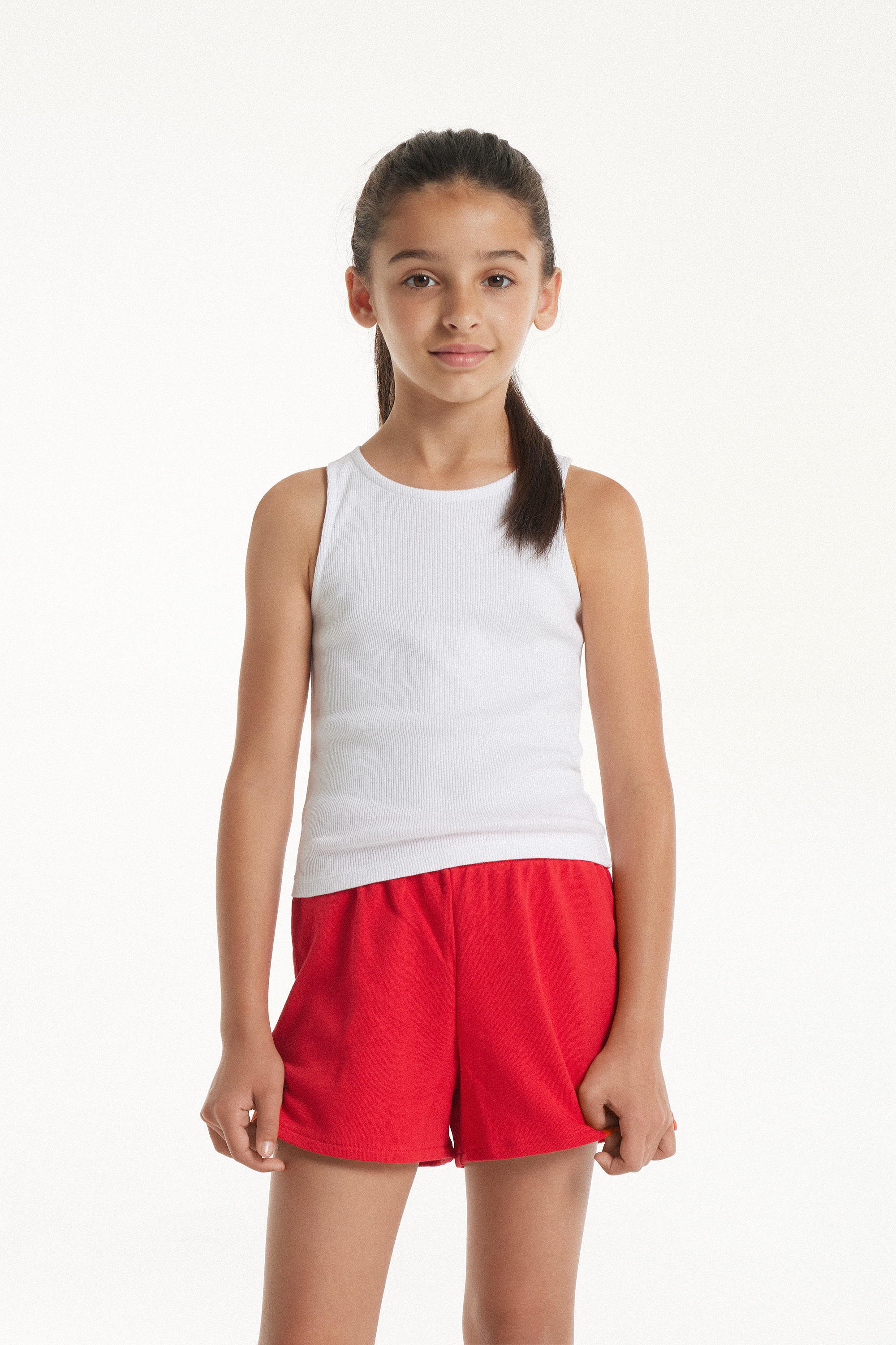 Girls&rsquo; Ribbed Camisole with Wide Shoulder Straps