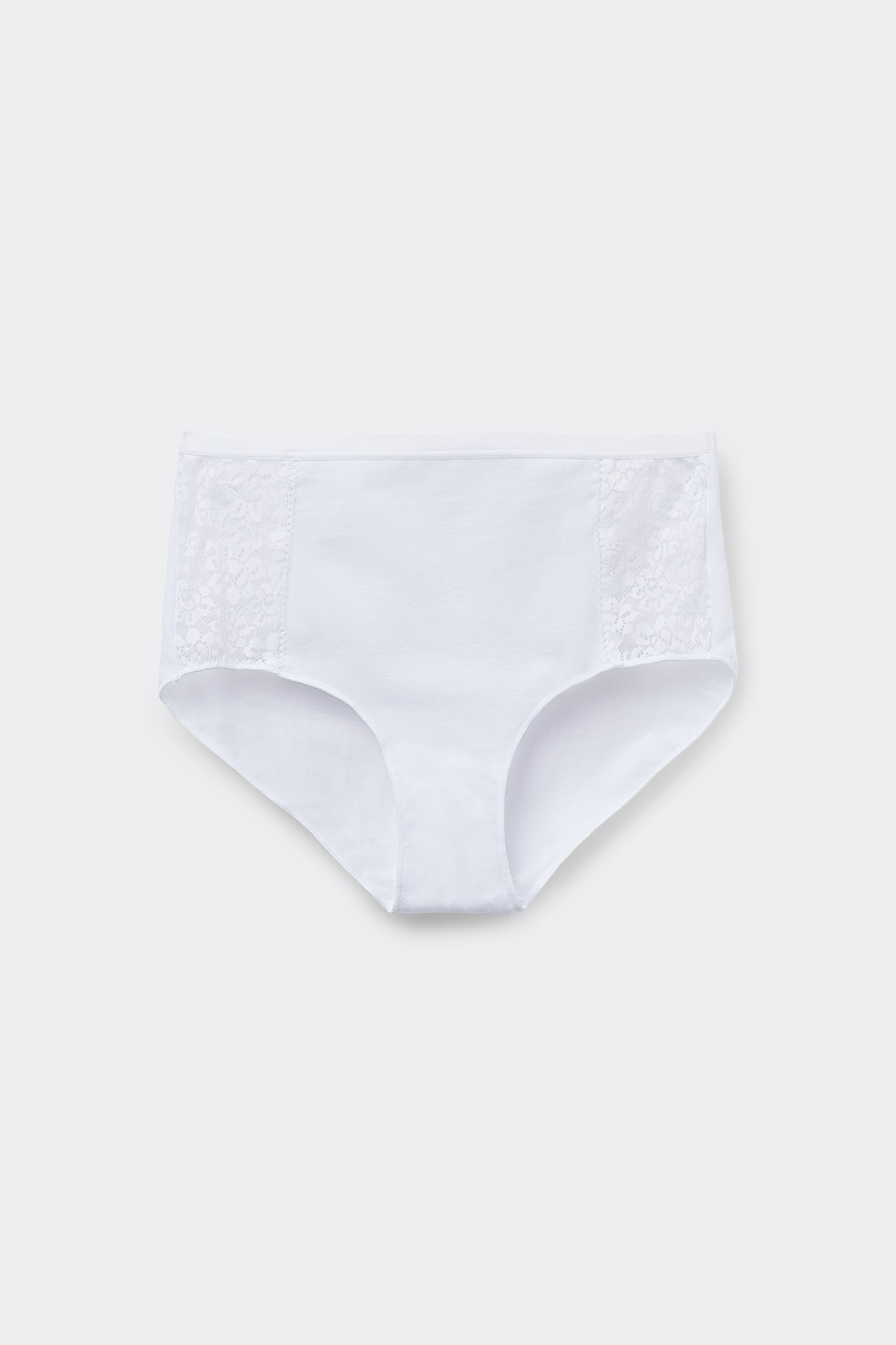 Cotton and Recycled Lace High-Waisted Panties