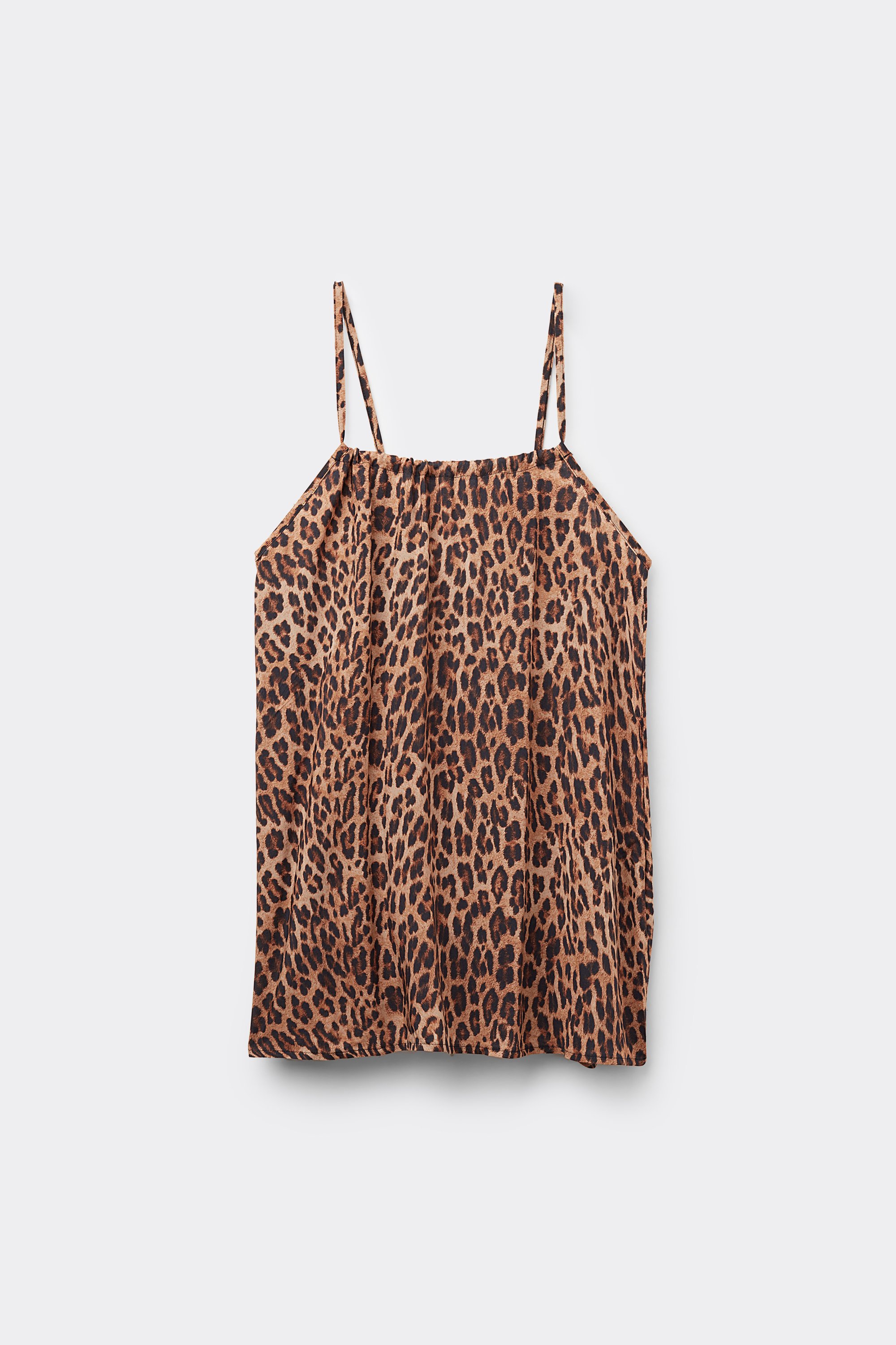 Viscose Fabric Top with Slender Shoulder Straps and Drawstring