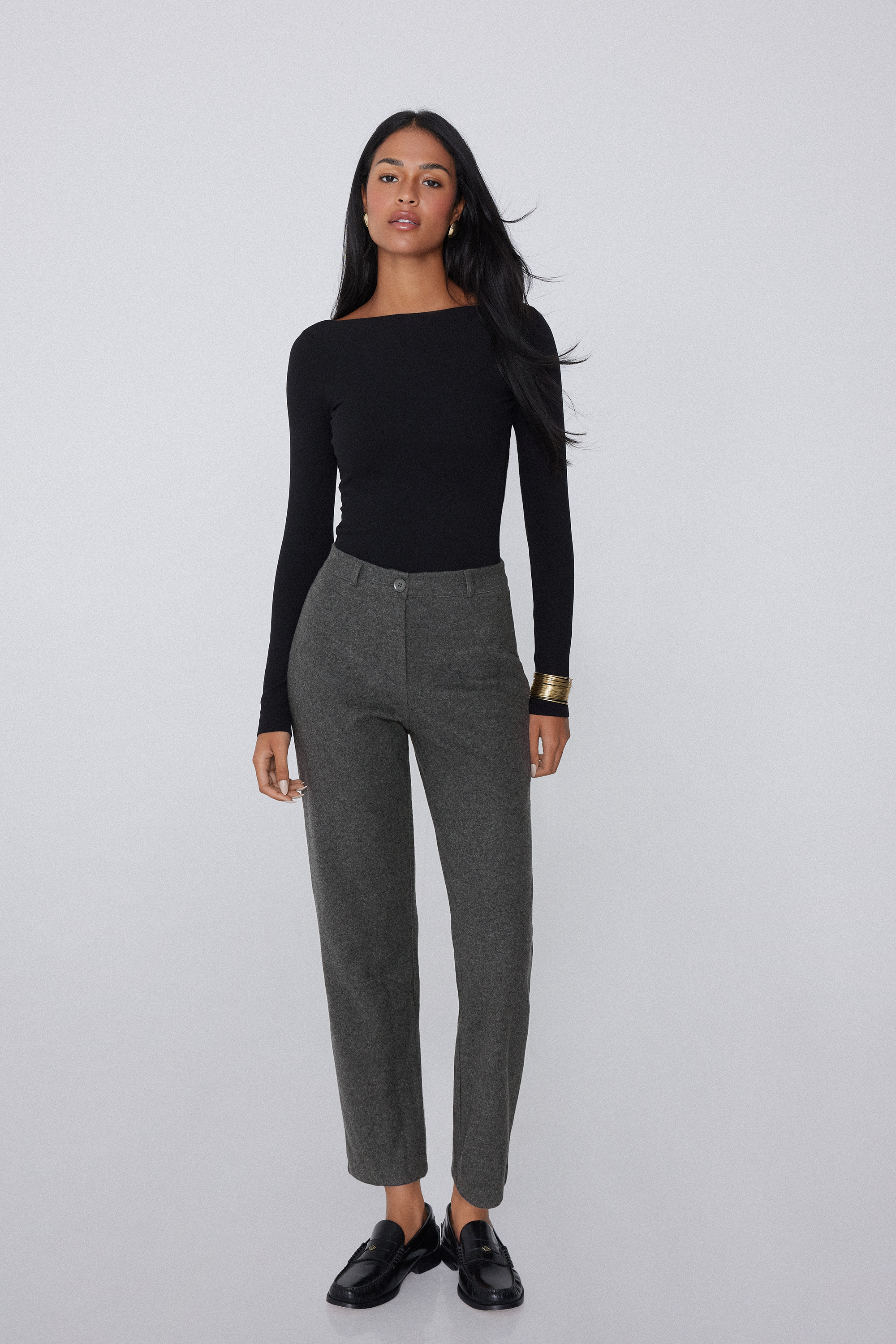 Lange Zigarettenhose aus Wollstoff