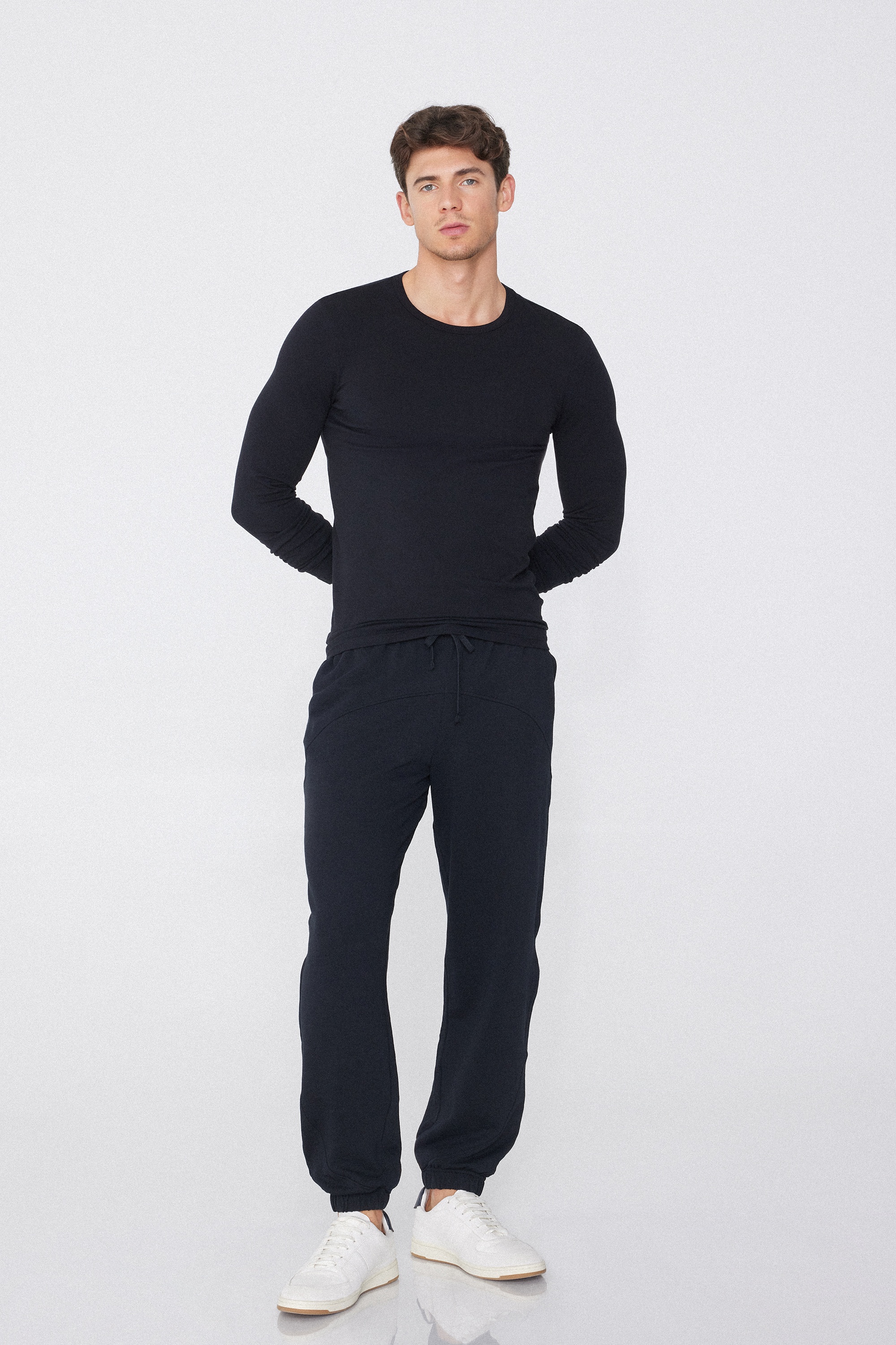 Camisola de gola redonda de algod&atilde;o t&eacute;rmico