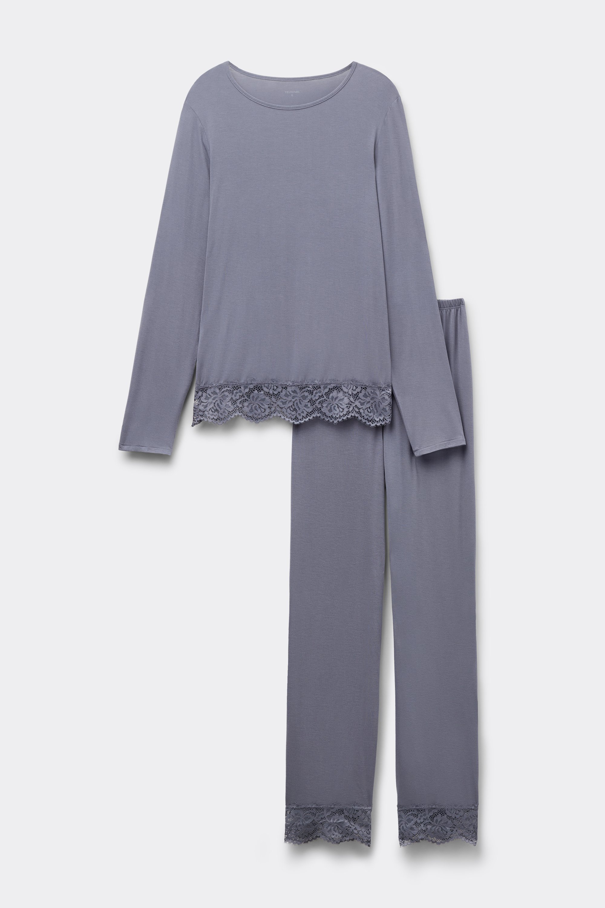 Full-Length Viscose Pajamas with Lace