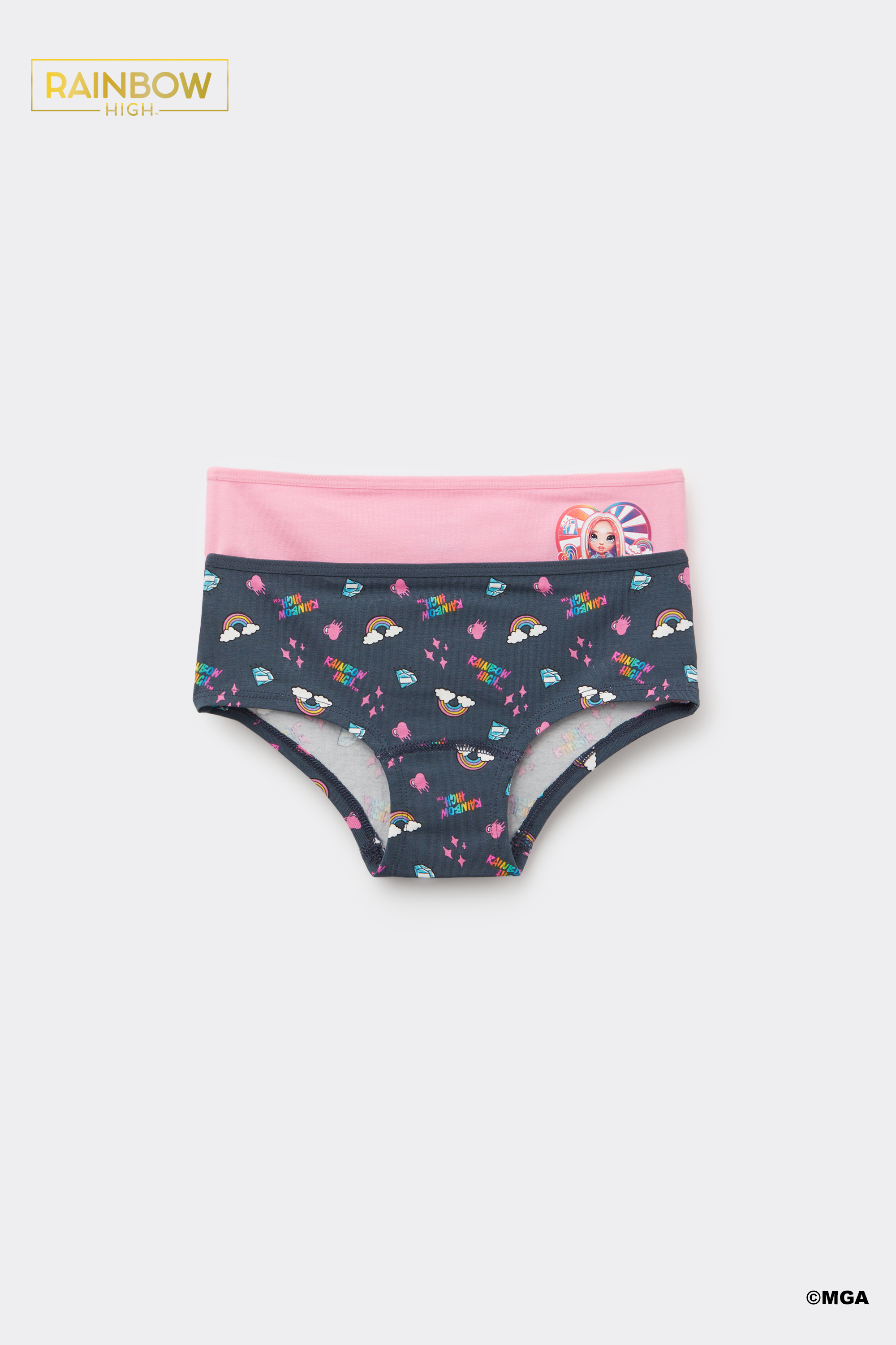 2 Pairs of Girls&rsquo; Rainbow High Cotton Shorts