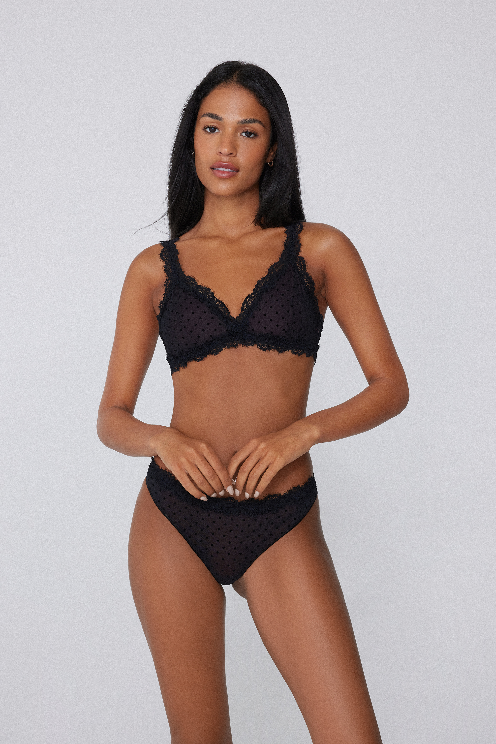 Petite Polka Dot Havana Lightly Padded Triangle Bra