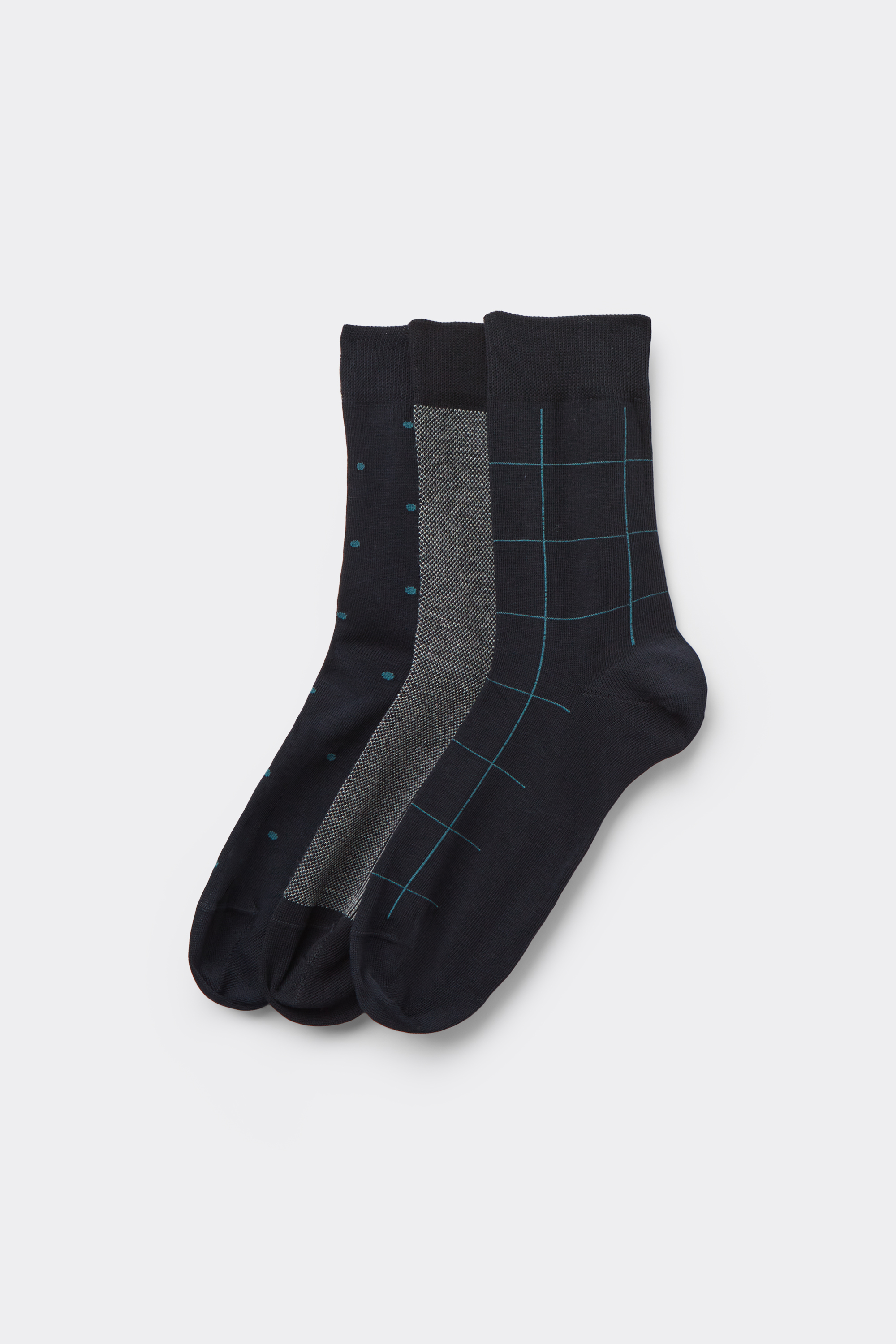 3 Pairs of Men&rsquo;s Patterned Edgeless Cotton Crew Socks
