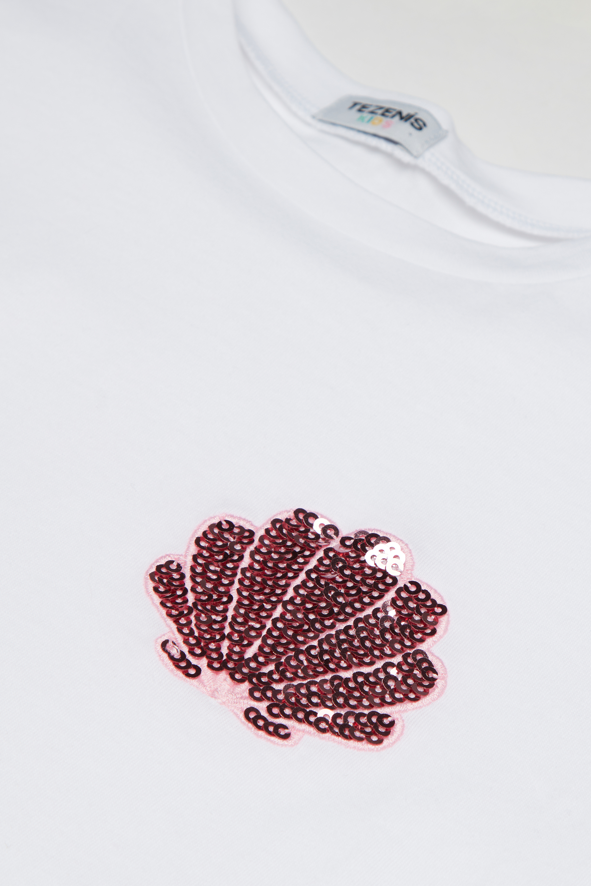 T-Shirt Cotone Girocollo con Paillettes Bimba