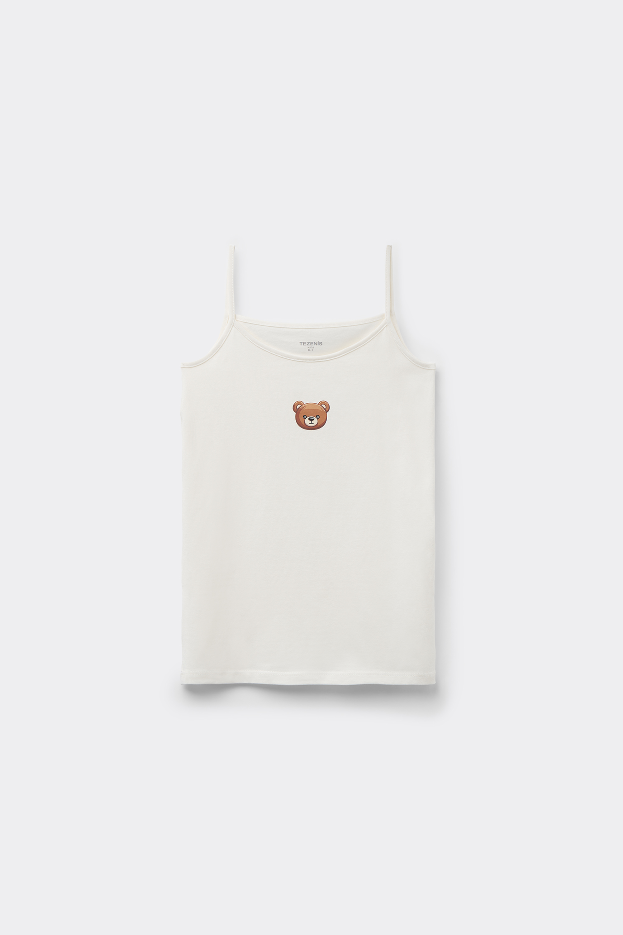 Girls&rsquo; Printed Cotton Camisole with Thin Shoulder Straps and Rounded Neck