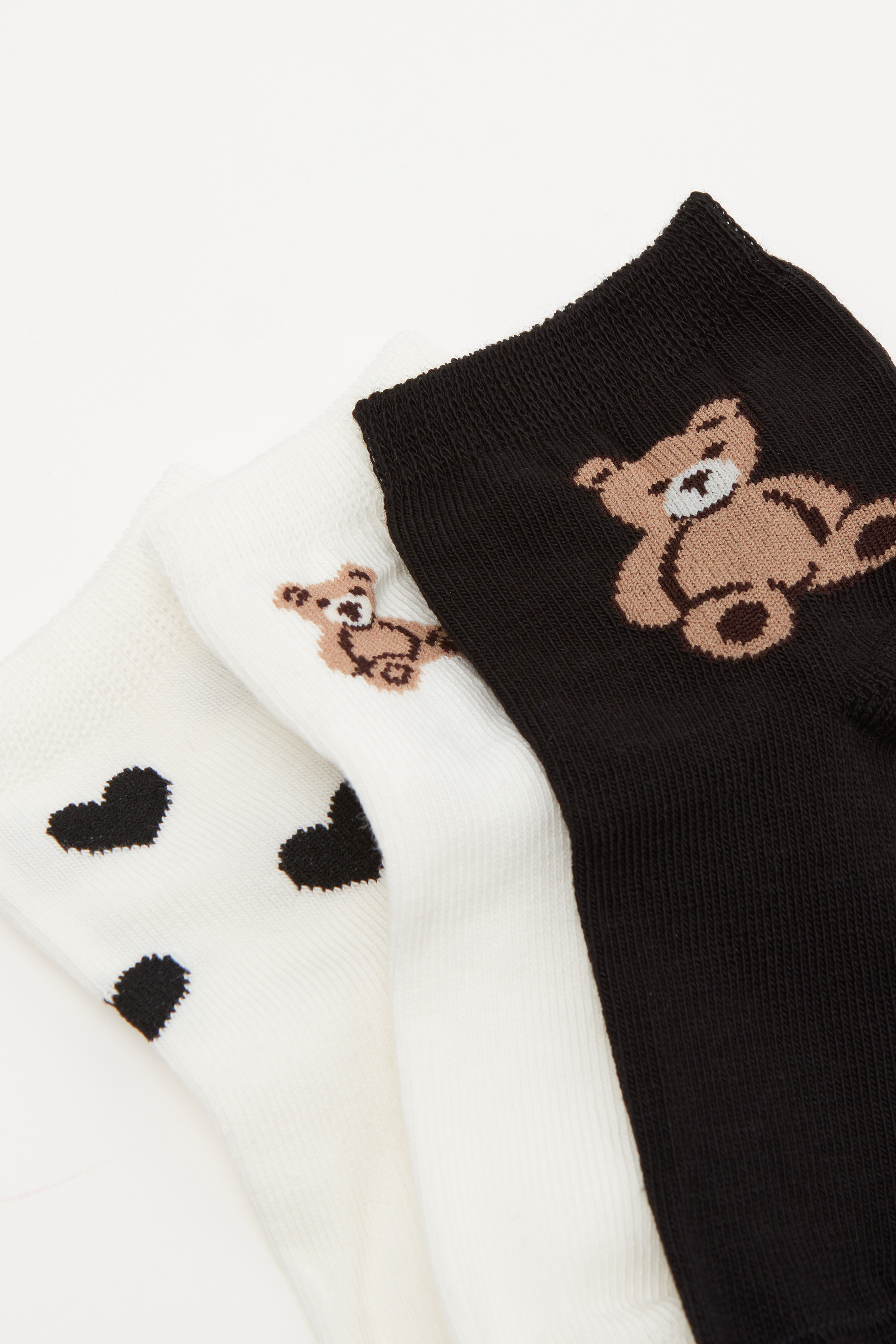 Three Pairs of Girls' Short Patterned Cotton Socks