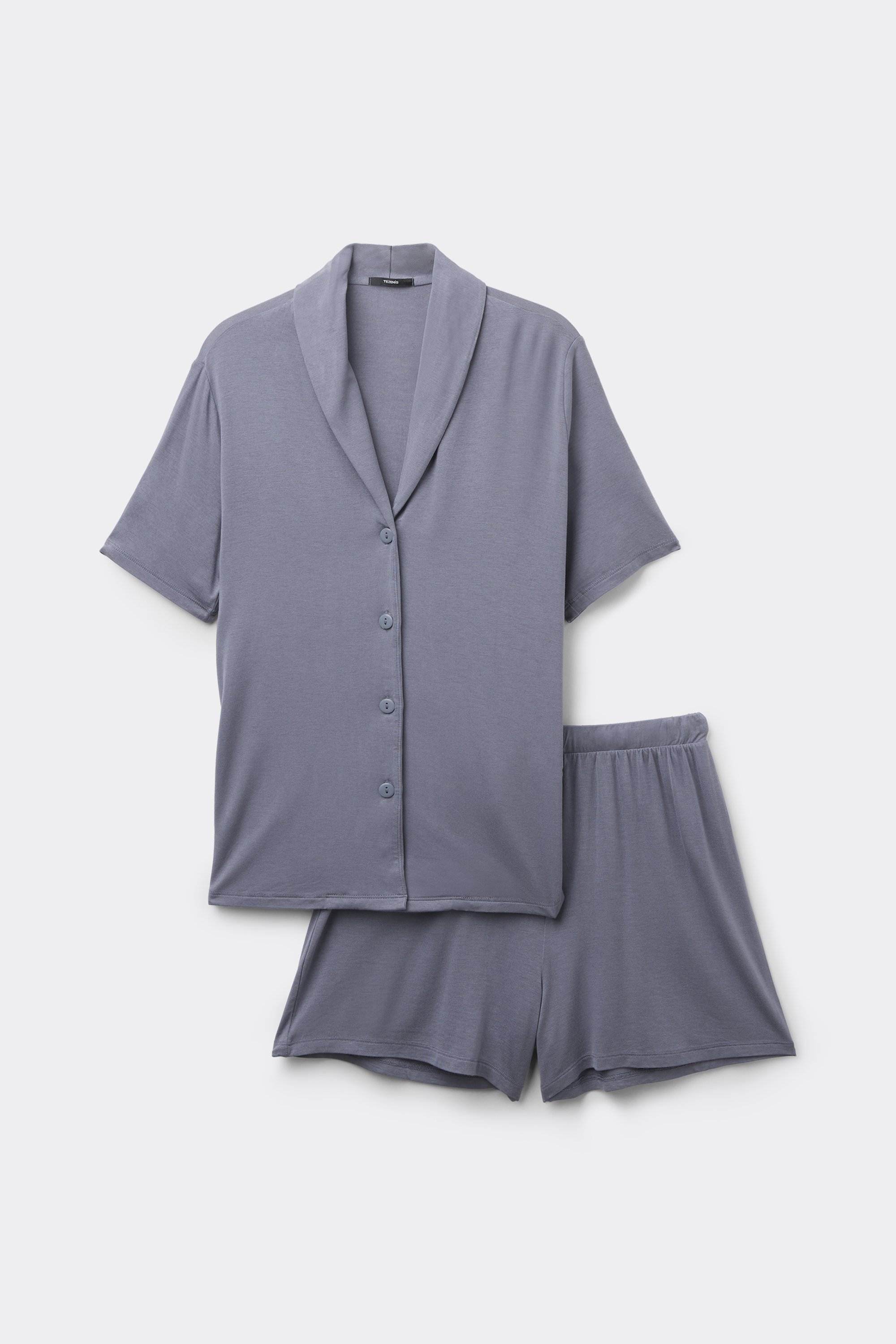 Korte Open Pyjama met Halflange Mouwen van Viscose