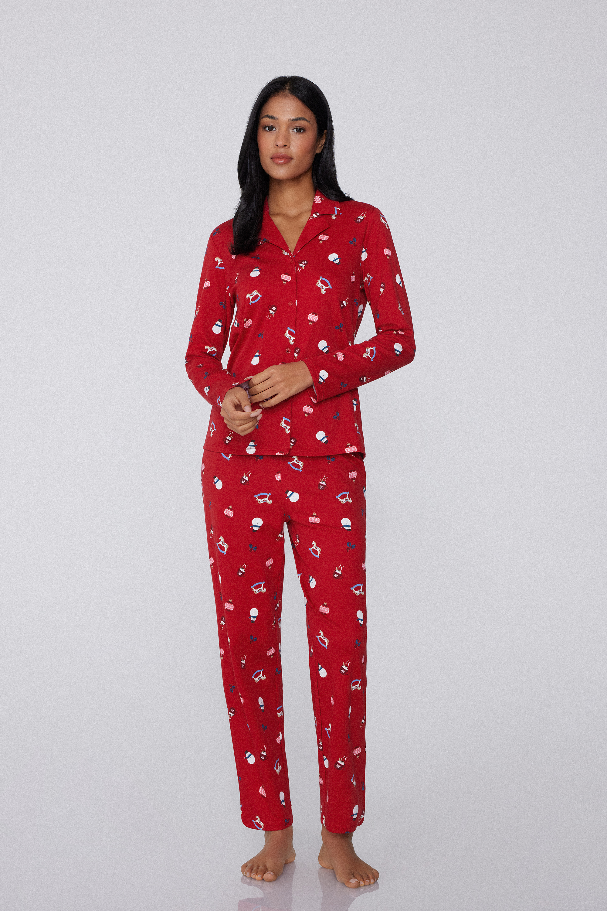 Pyjama Long Ouvert Coton Thermique No&euml;l