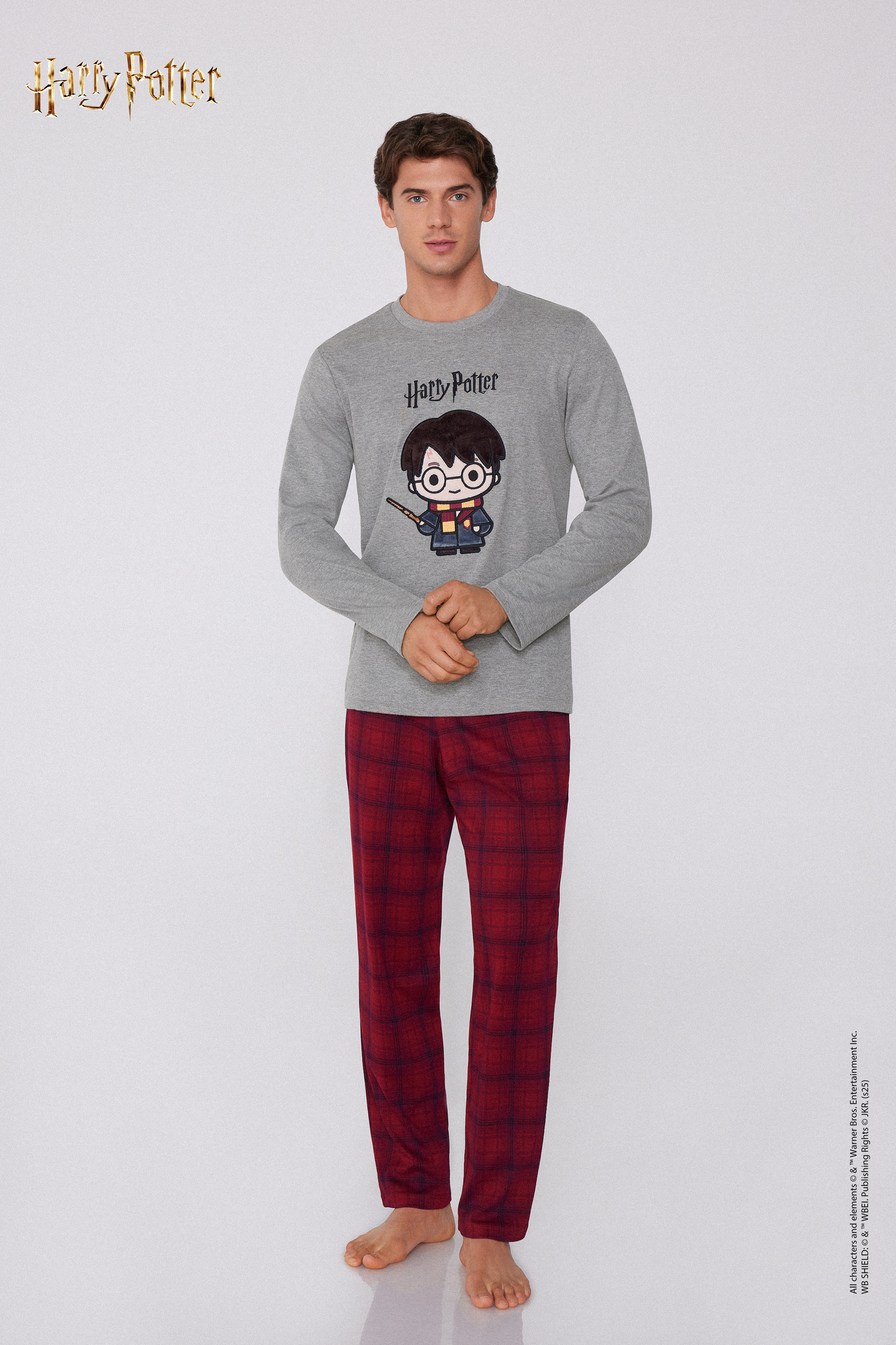 Pijama Comprido Algod&atilde;o Patch Harry Potter