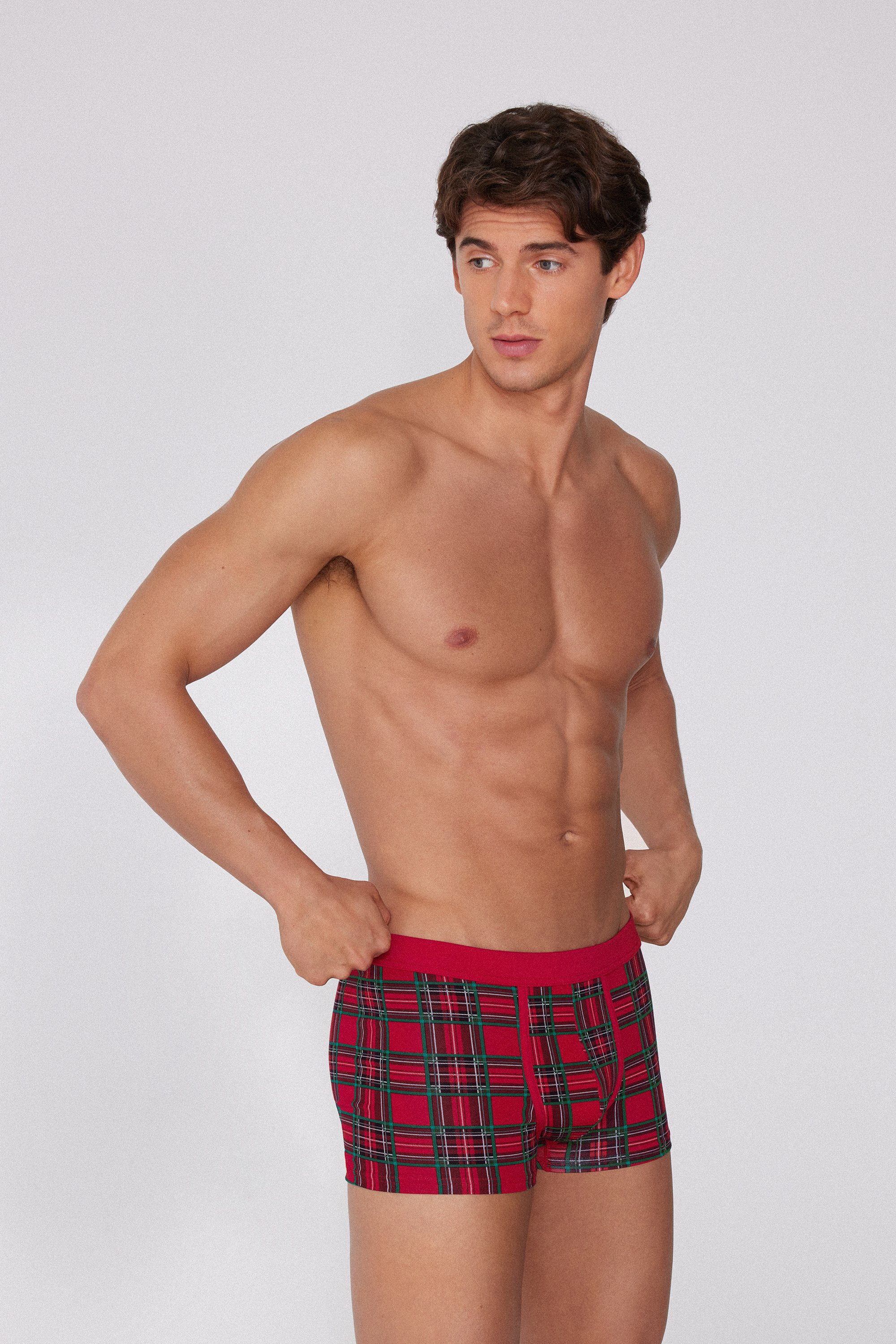 Boxers em Algod&atilde;o El&aacute;stico Estampado Natal&iacute;cio