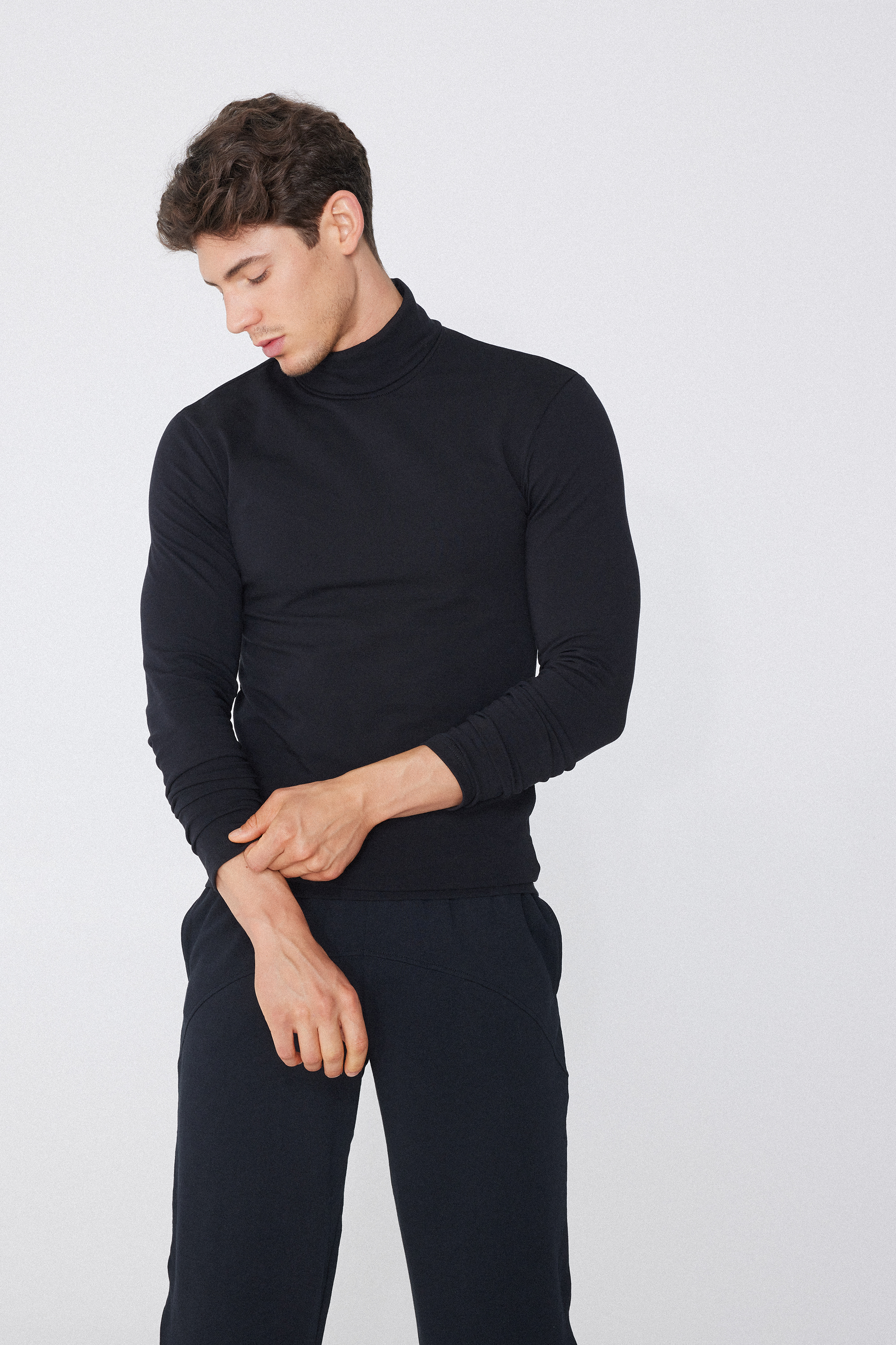 Maglia Collo Alto in Cotone Termico con Manica Lunga