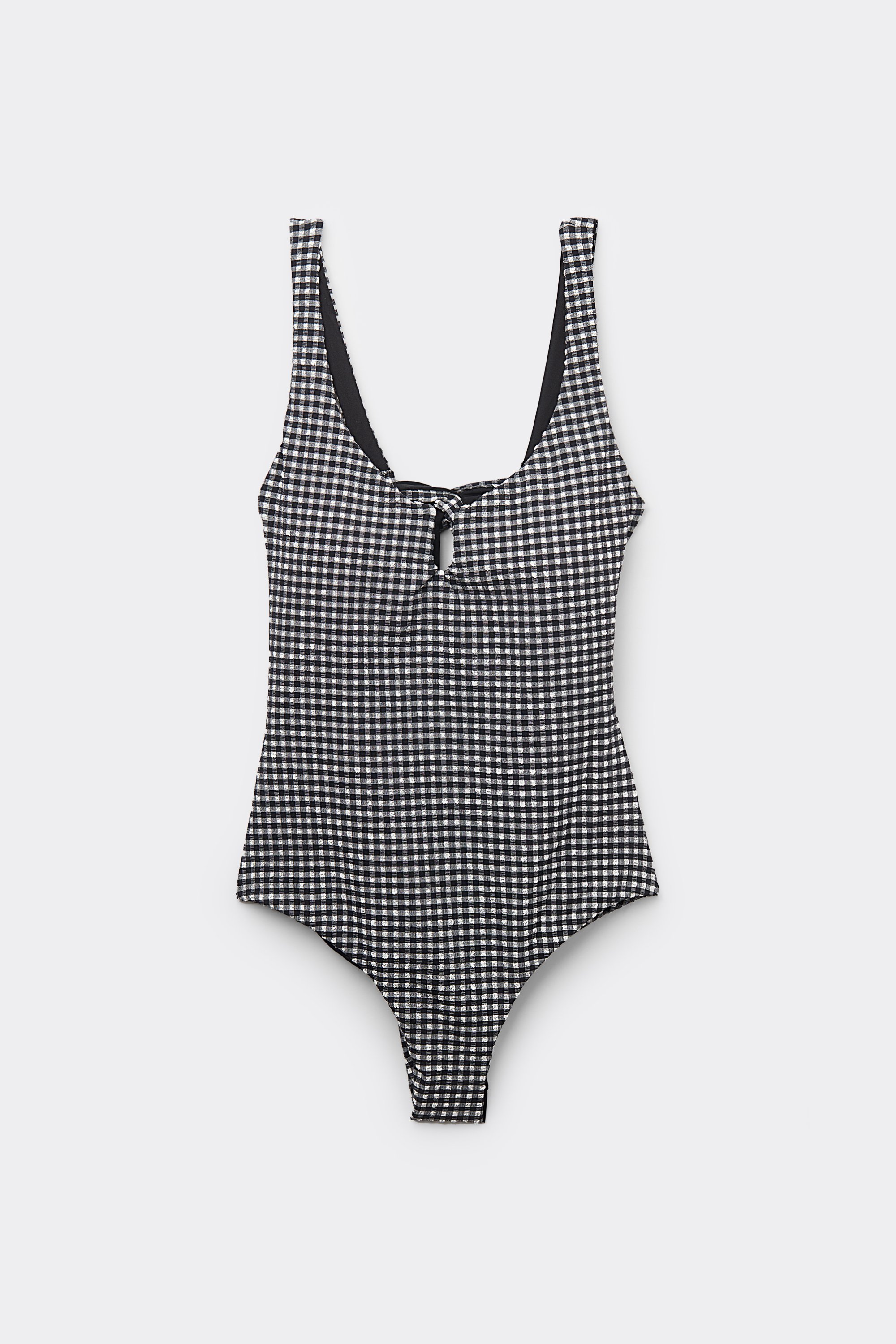U Neck Basic Vichy One-Piece Triangle Swimsuit